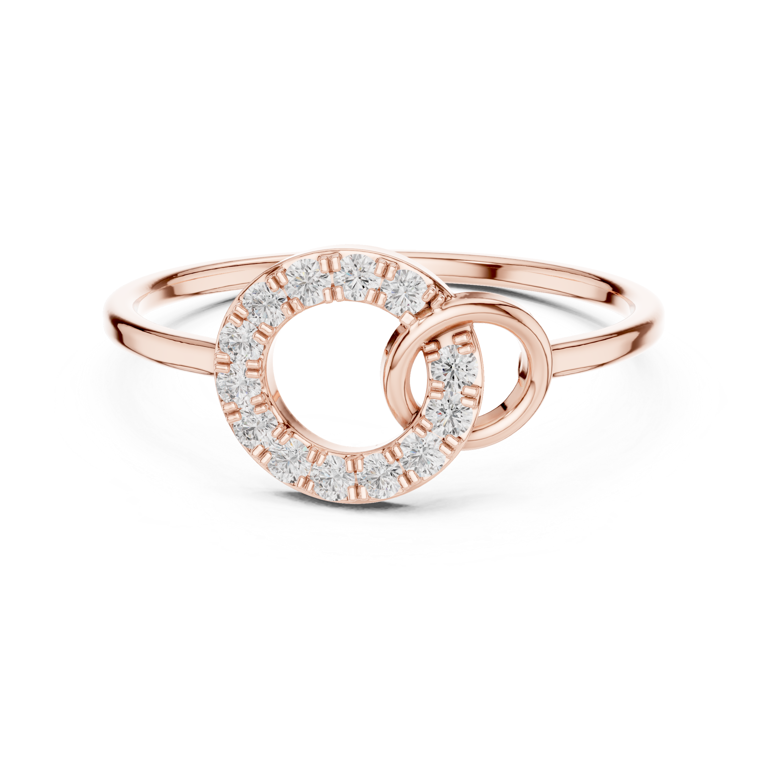 Interlocking Circle Diamond Ring – Modern Open Circle Pavé Ring