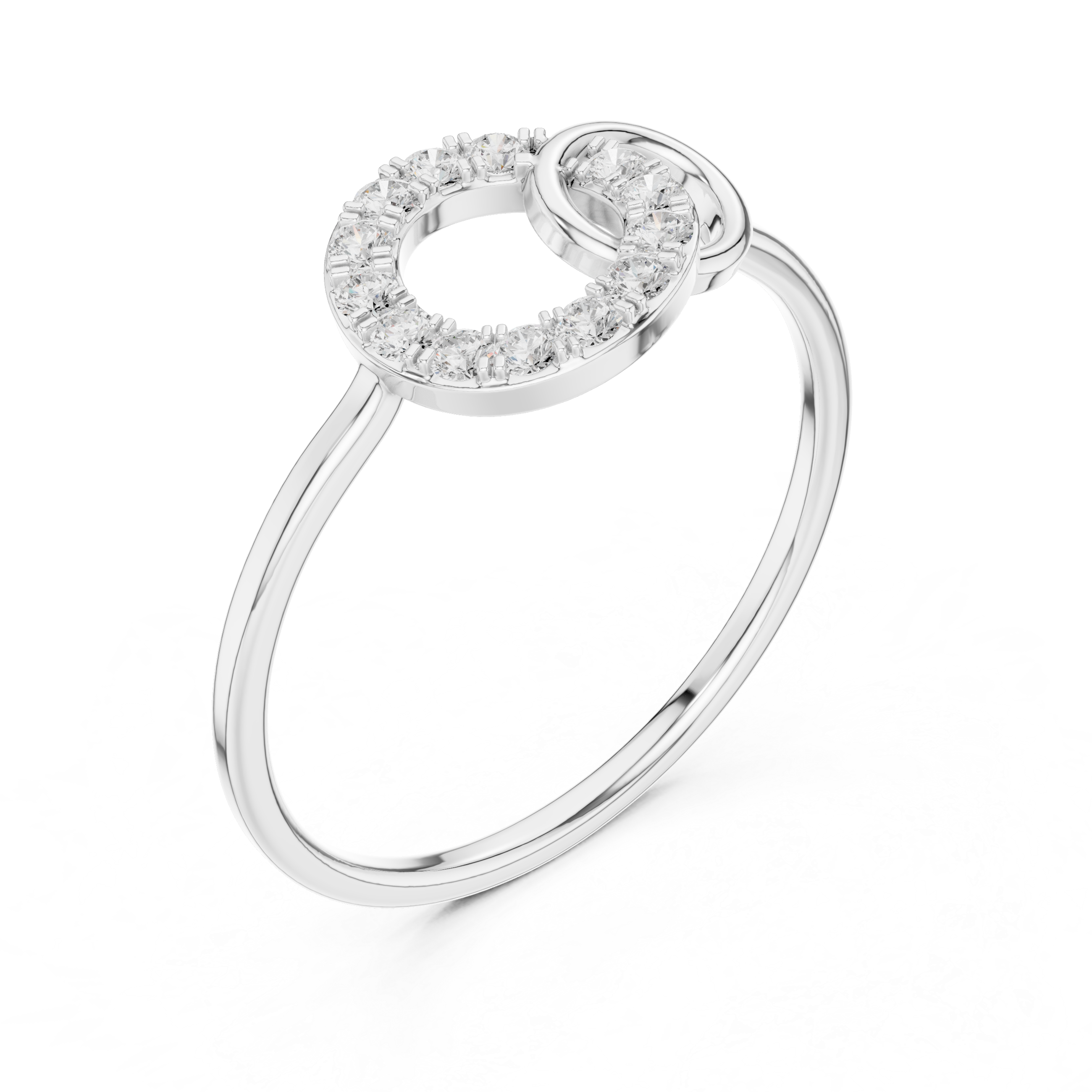 Interlocking Circle Diamond Ring – Modern Open Circle Pavé Ring