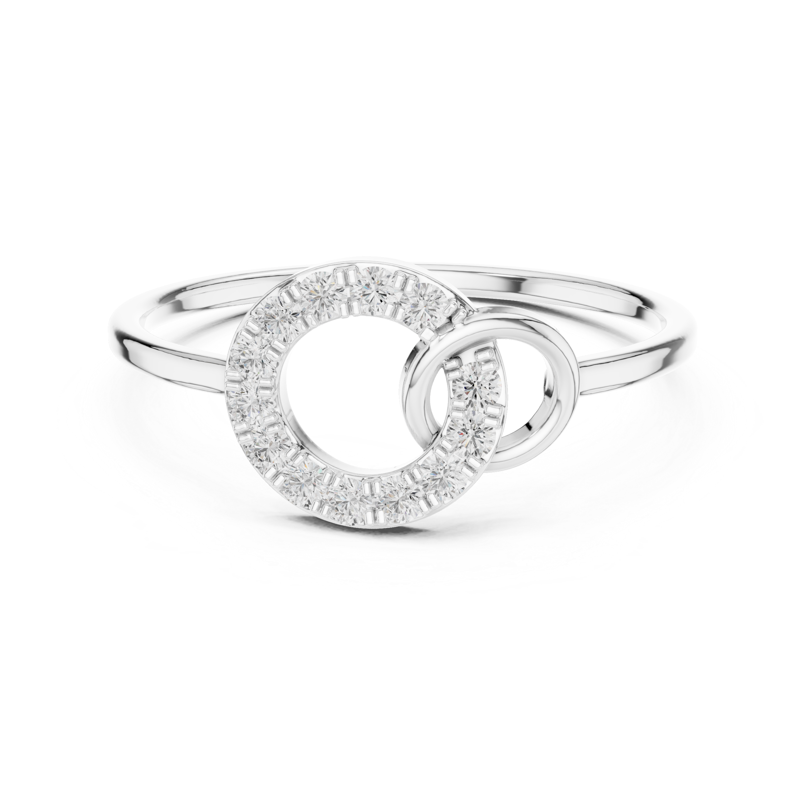 Interlocking Circle Diamond Ring – Modern Open Circle Pavé Ring