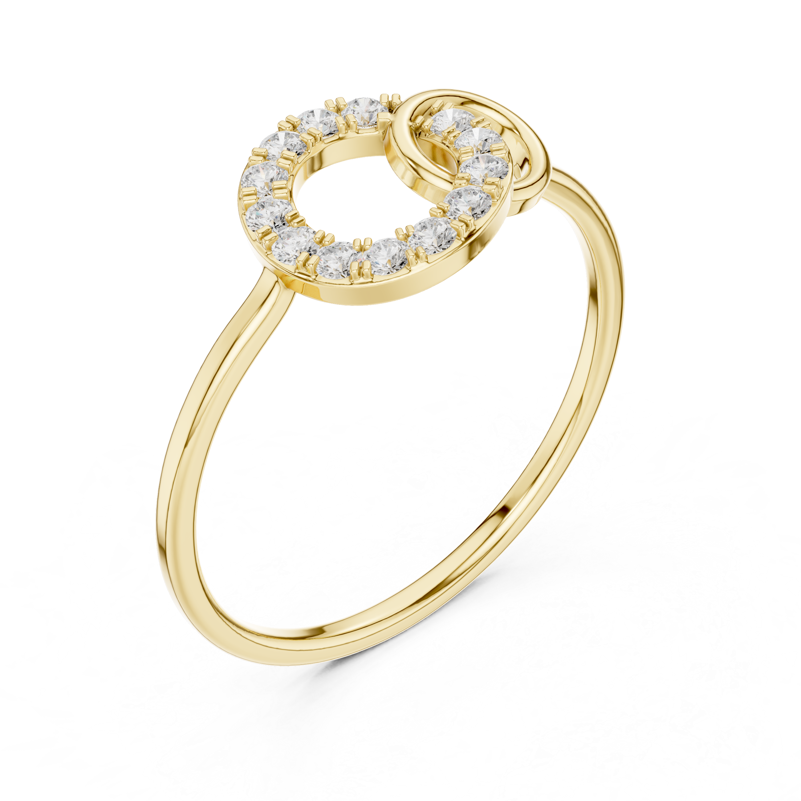 Interlocking Circle Diamond Ring – Modern Open Circle Pavé Ring