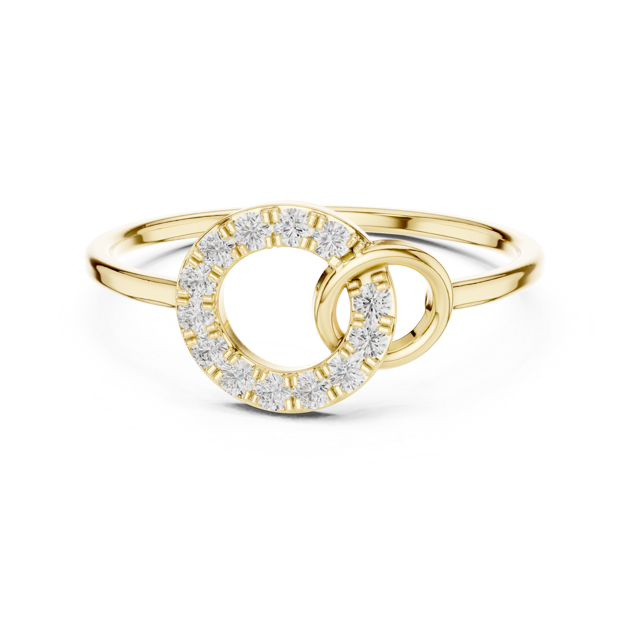 Interlocking Circle Diamond Ring – Modern Open Circle Pavé Ring