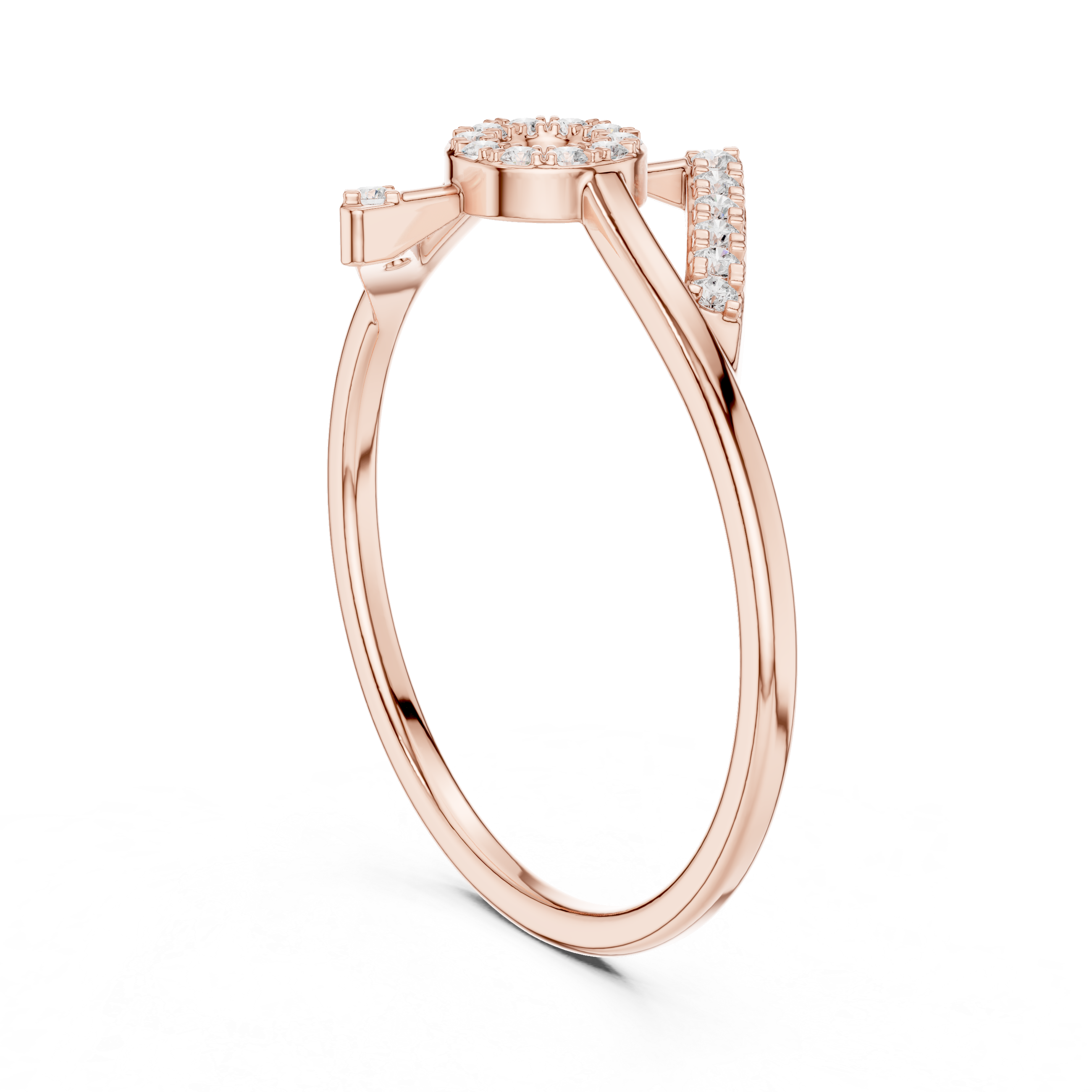 Geometric Open Circle Diamond Ring – Modern Pavé Statement Ring