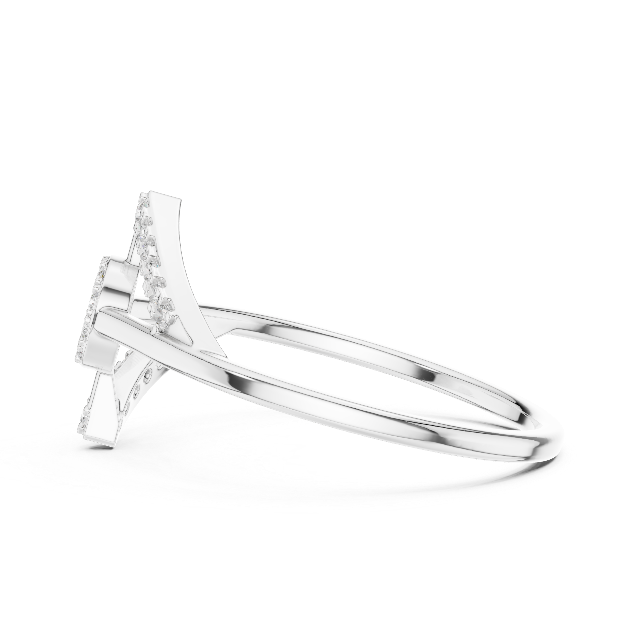 Geometric Open Circle Diamond Ring – Modern Pavé Statement Ring