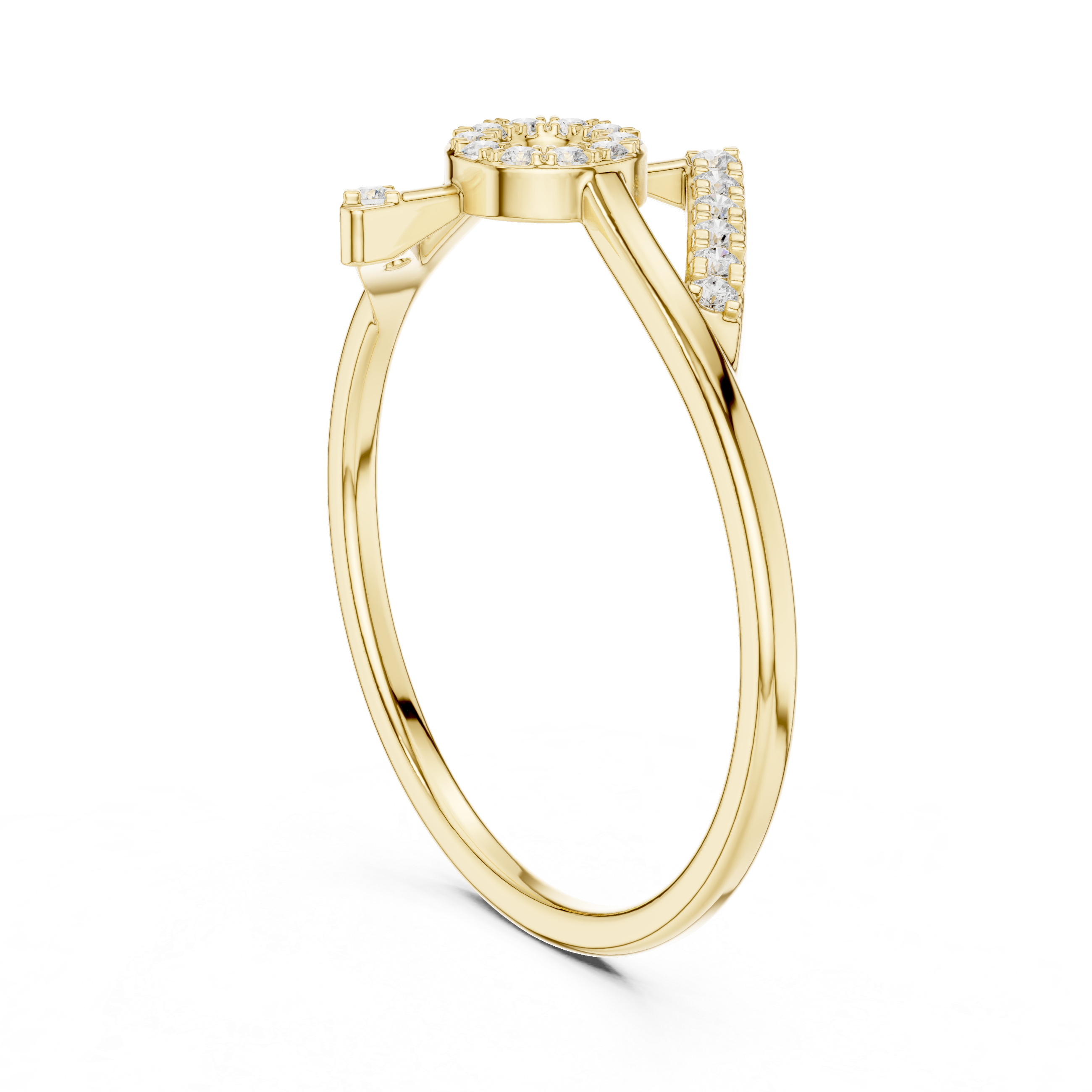 Geometric Open Circle Diamond Ring – Modern Pavé Statement Ring
