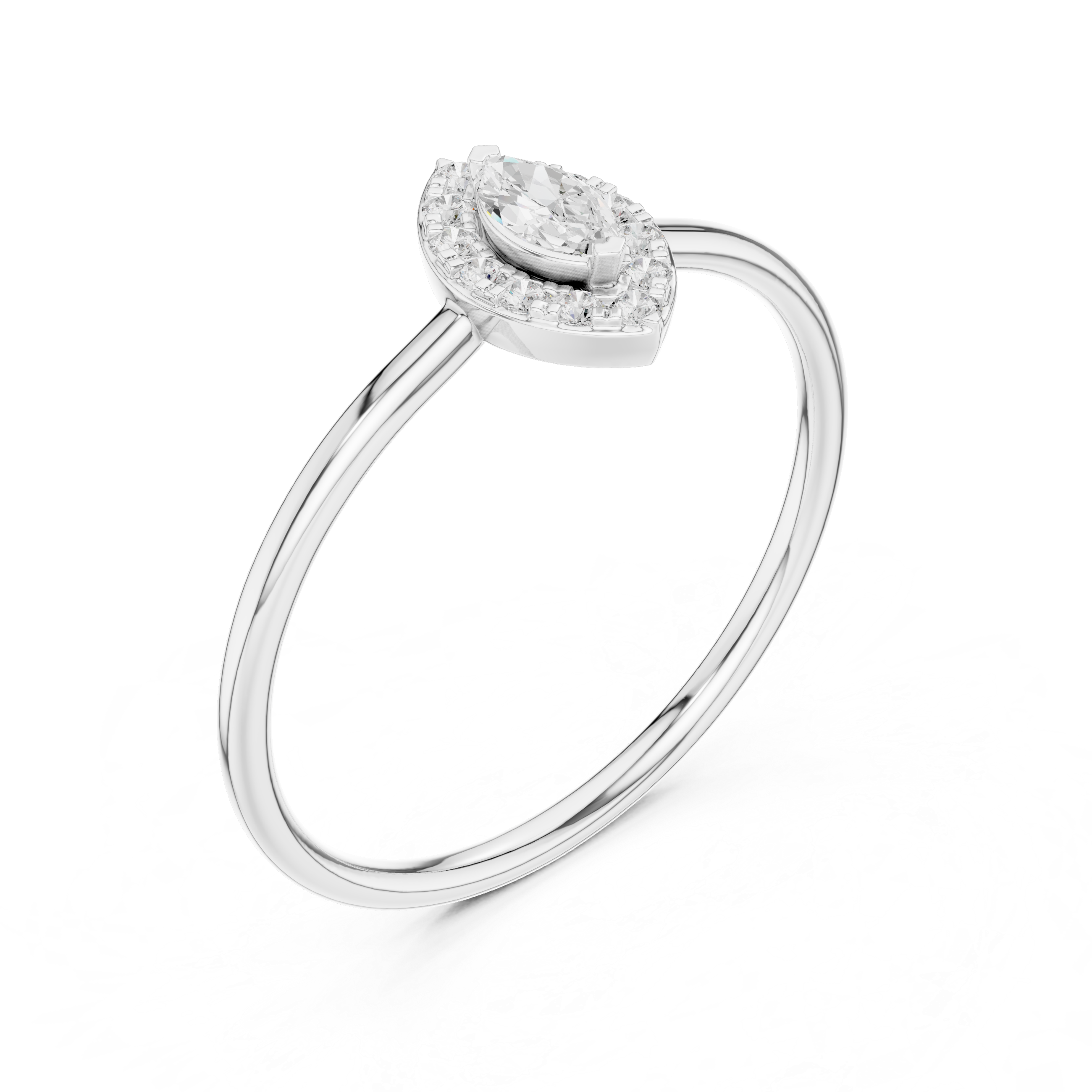 Marquise Halo Engagement Ring – Delicate Marquise Cut Diamond Ring
