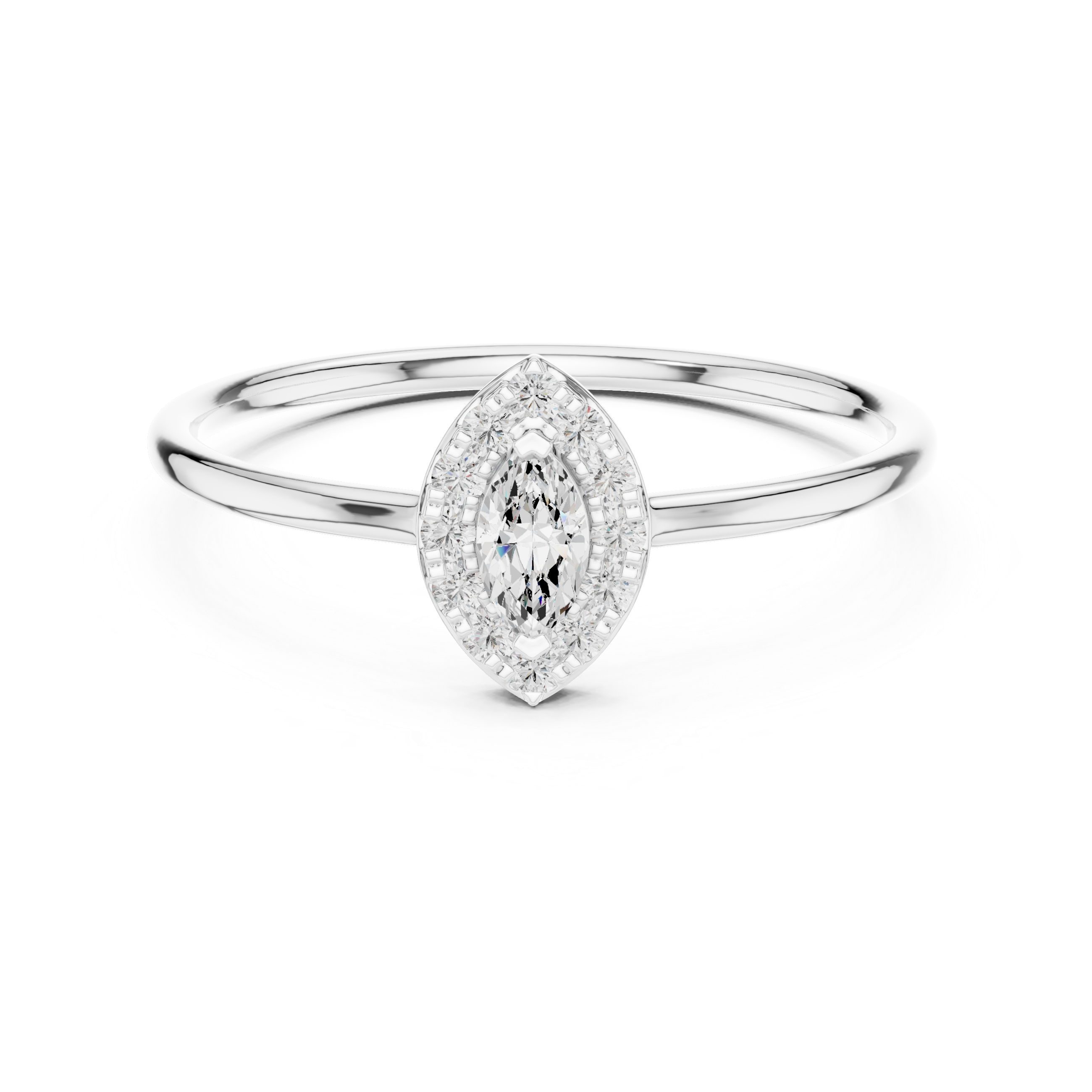 Marquise Halo Engagement Ring – Delicate Marquise Cut Diamond Ring