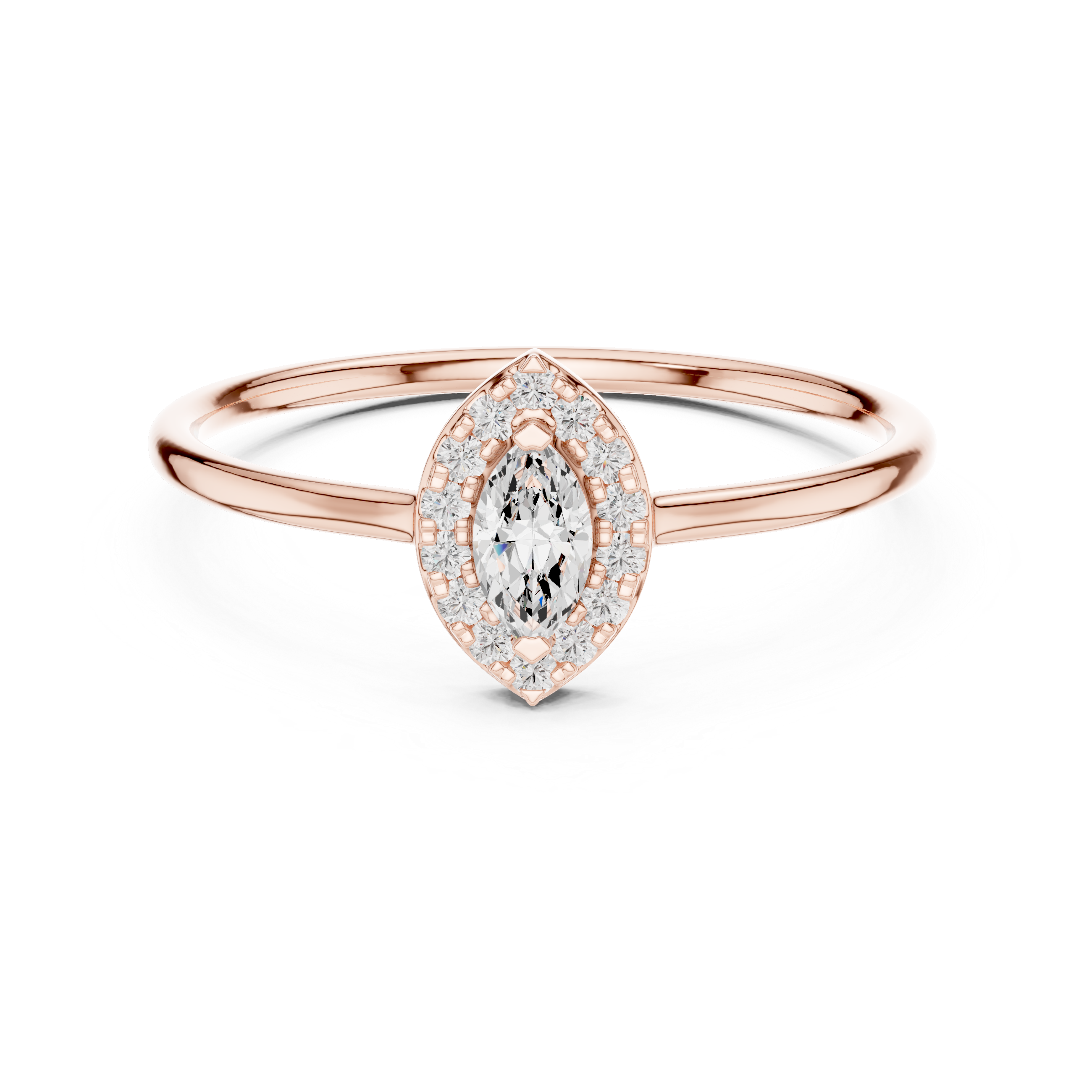 Marquise Halo Solitaire Ring – Minimalist Marquise Diamond Engagement Ring