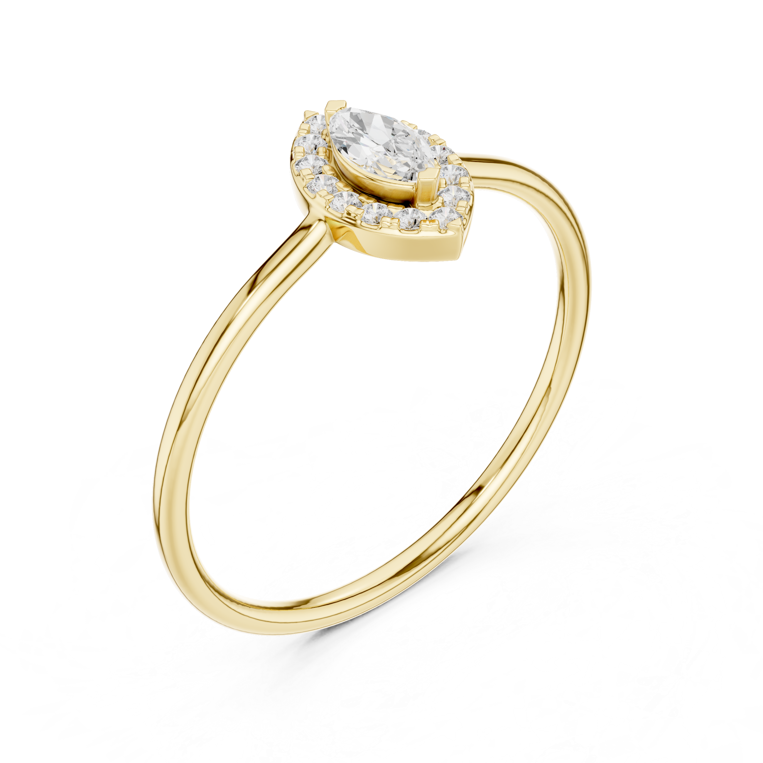 Marquise Halo Solitaire Ring – Minimalist Marquise Diamond Engagement Ring