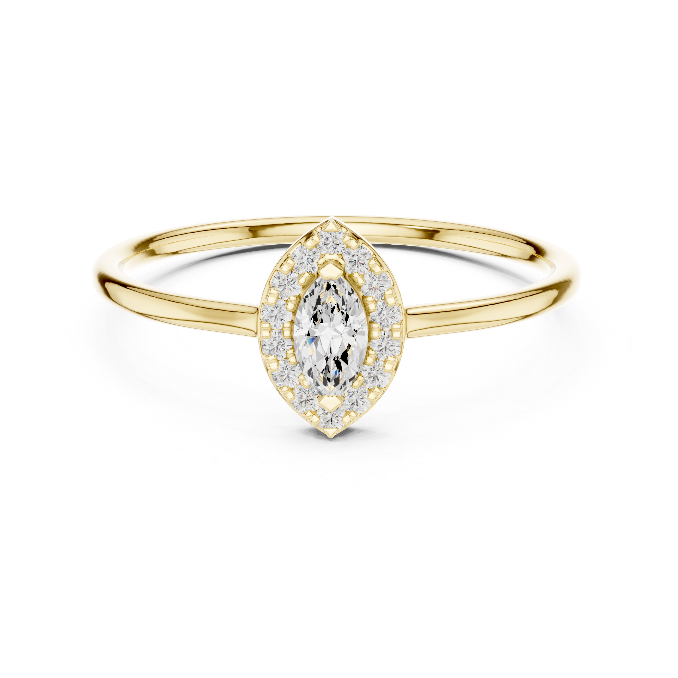Marquise Halo Solitaire Ring – Minimalist Marquise Diamond Engagement Ring