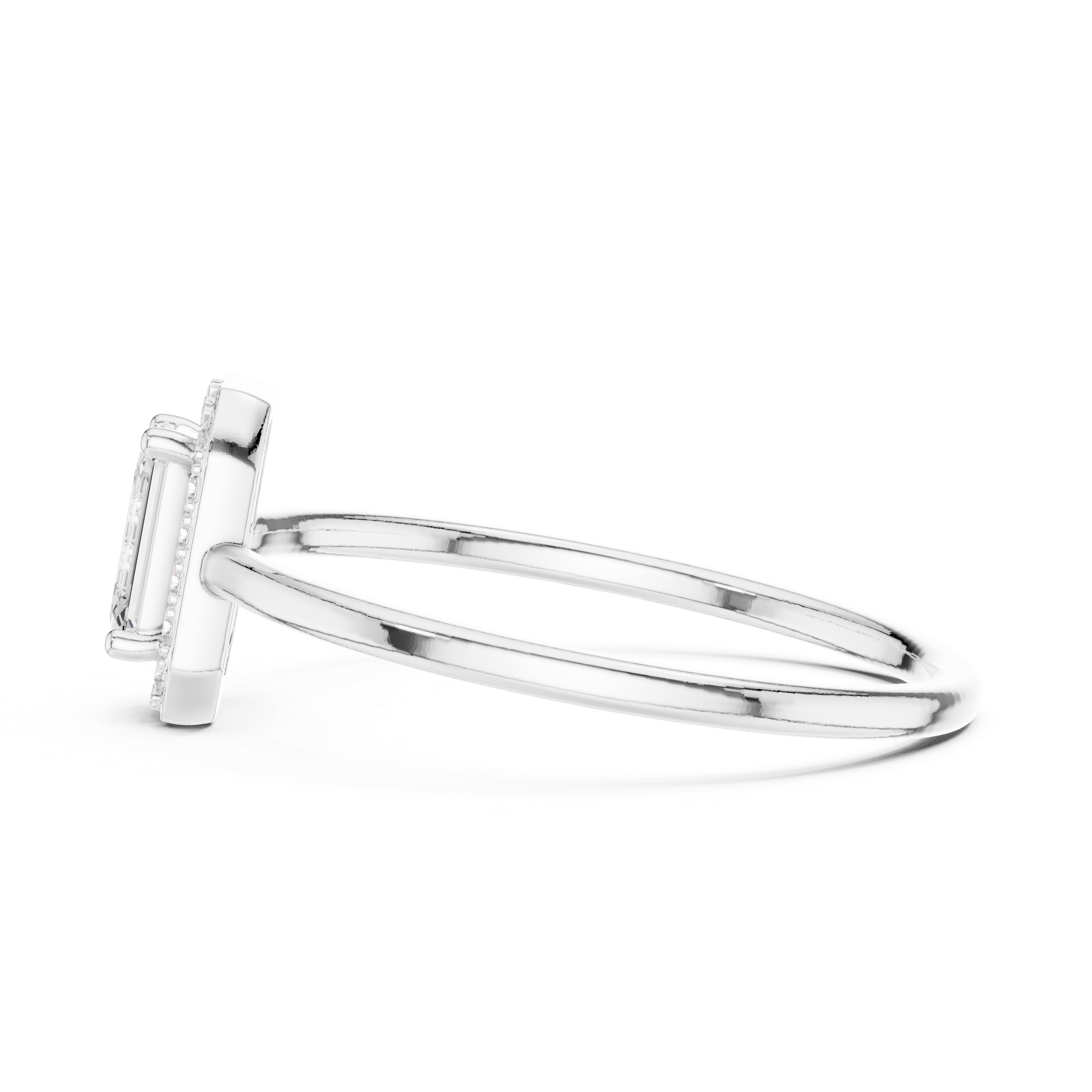 Emerald Cut Halo Engagement Ring – Rectangular Diamond Halo Solitaire Ring