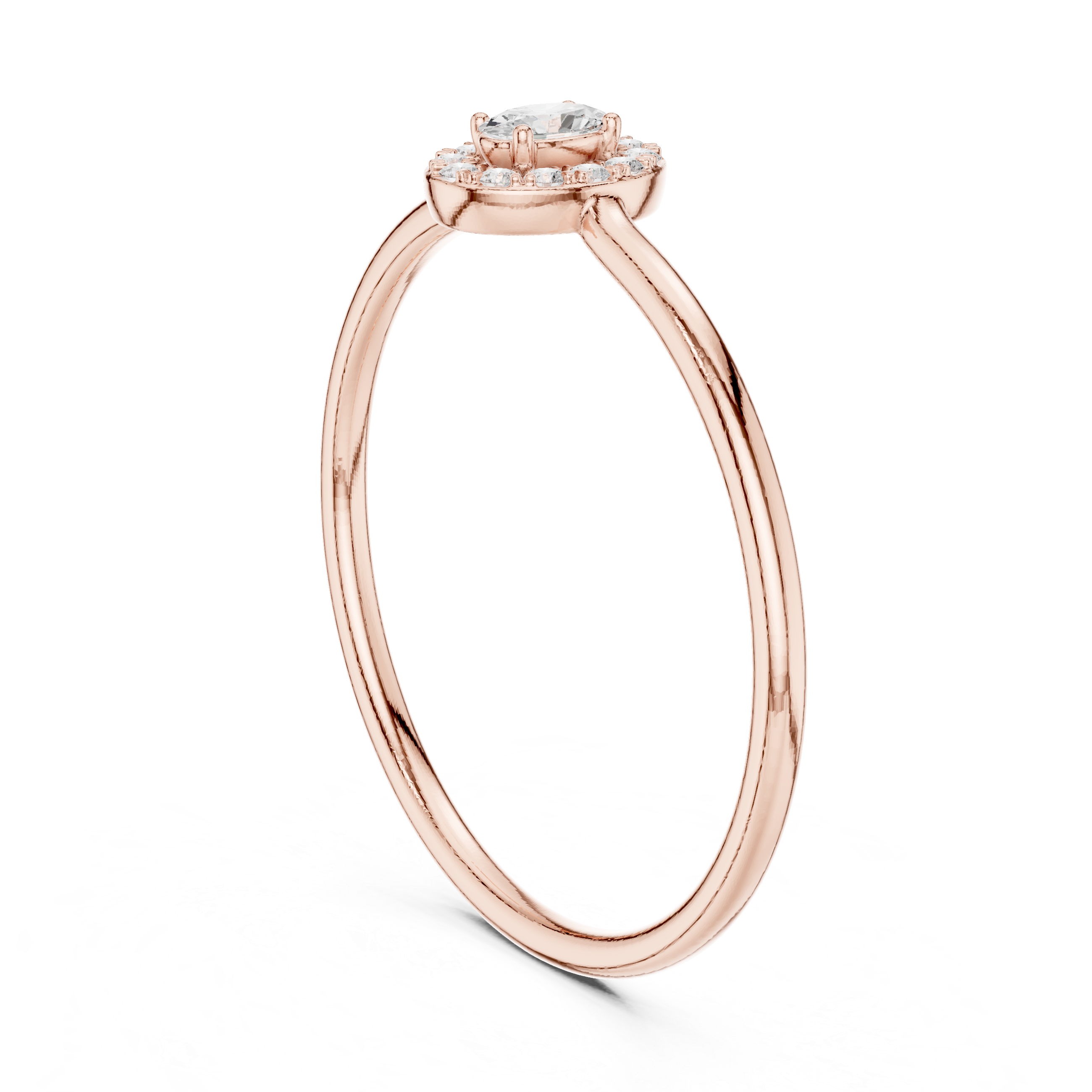 Oval Halo Engagement Ring – Minimalist Diamond Halo Solitaire Ring