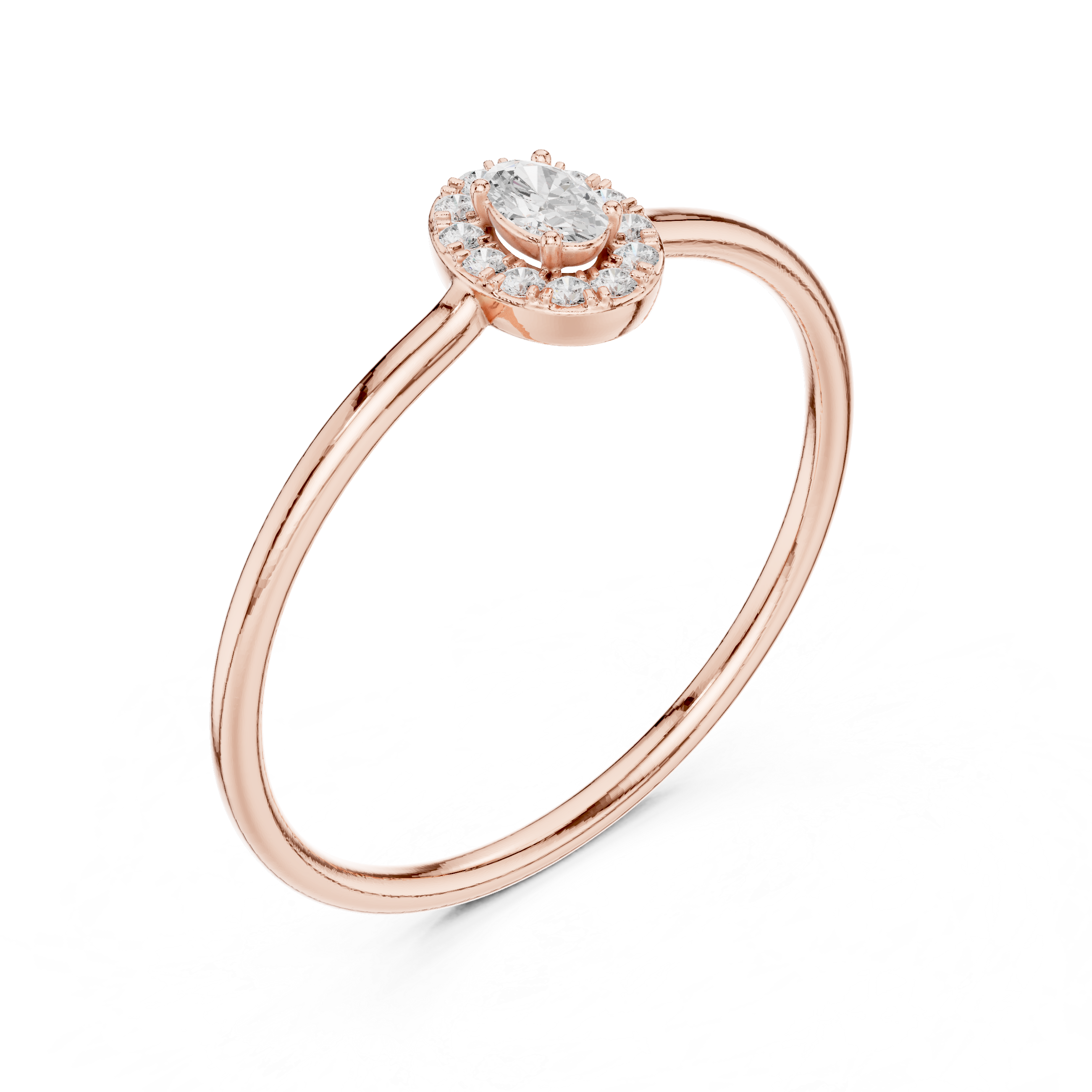 Oval Halo Engagement Ring – Minimalist Diamond Halo Solitaire Ring