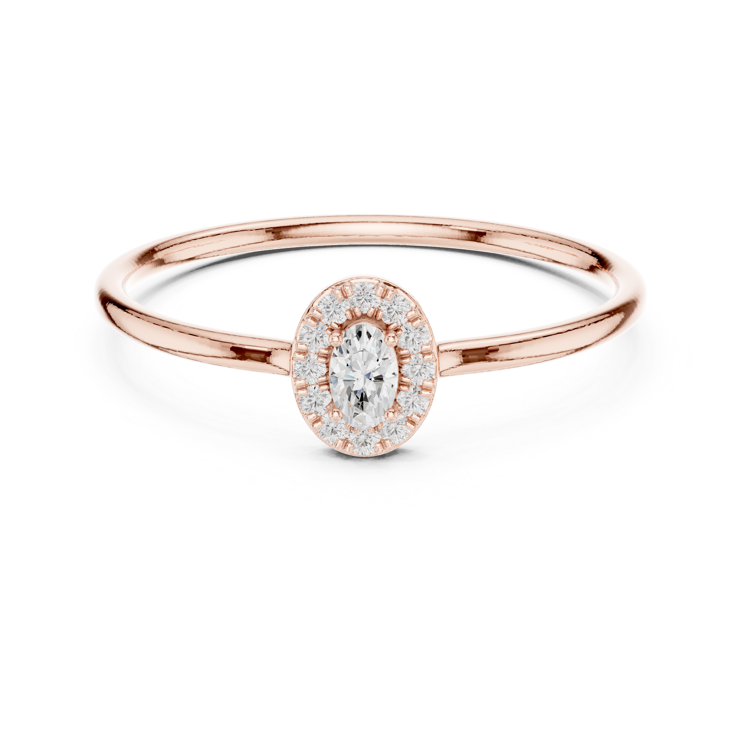 Oval Halo Engagement Ring – Minimalist Diamond Halo Solitaire Ring