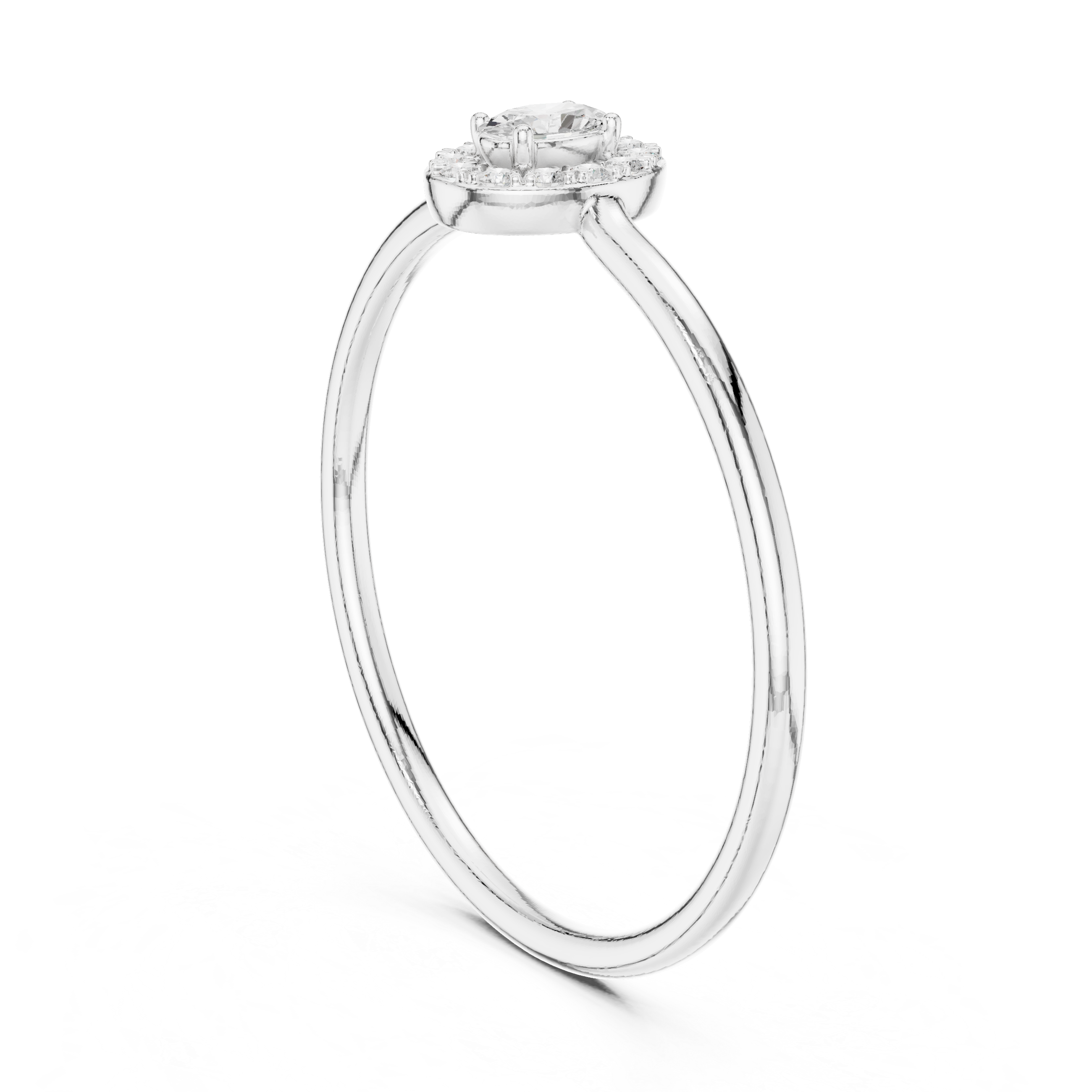 Oval Halo Engagement Ring – Minimalist Diamond Halo Solitaire Ring