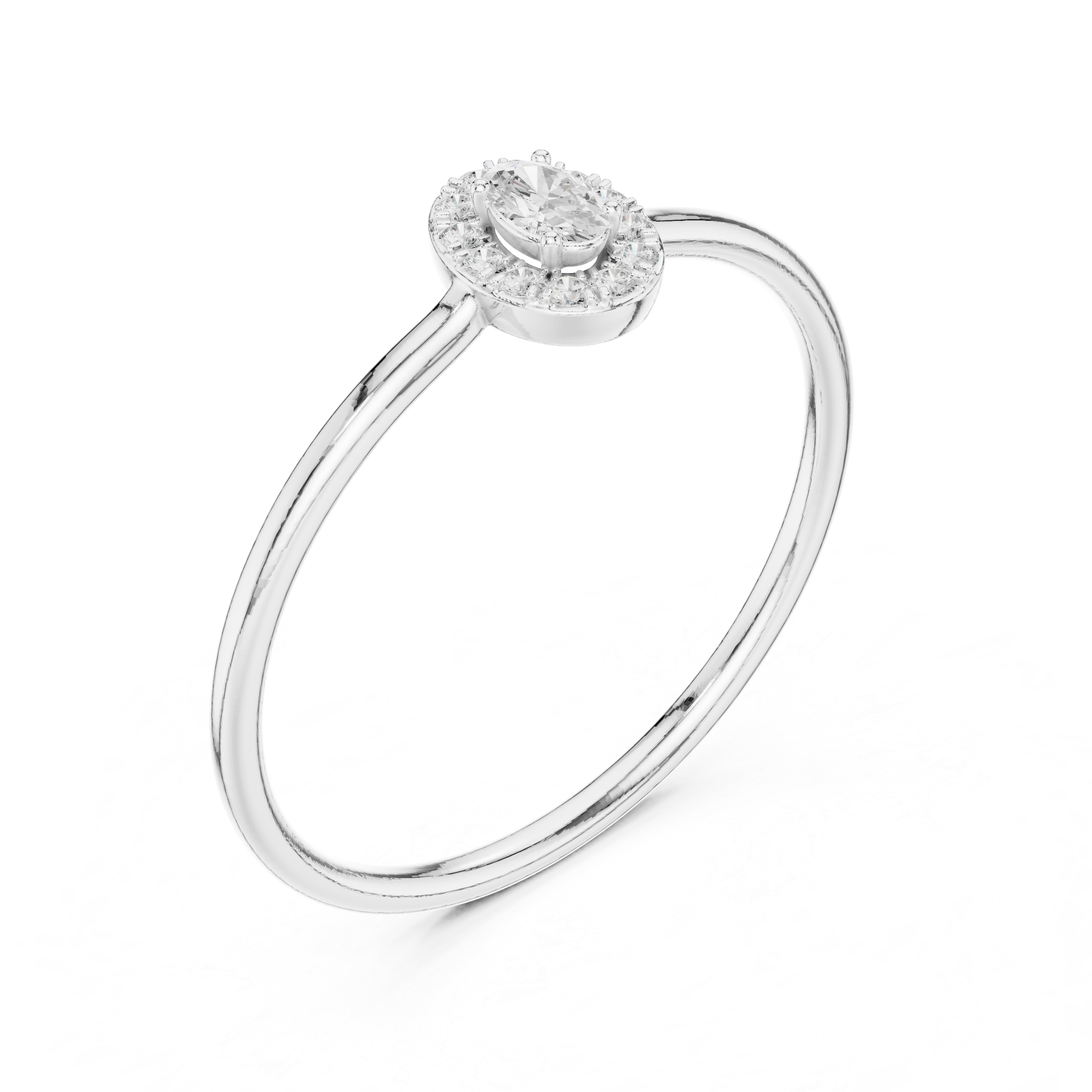 Oval Halo Engagement Ring – Minimalist Diamond Halo Solitaire Ring