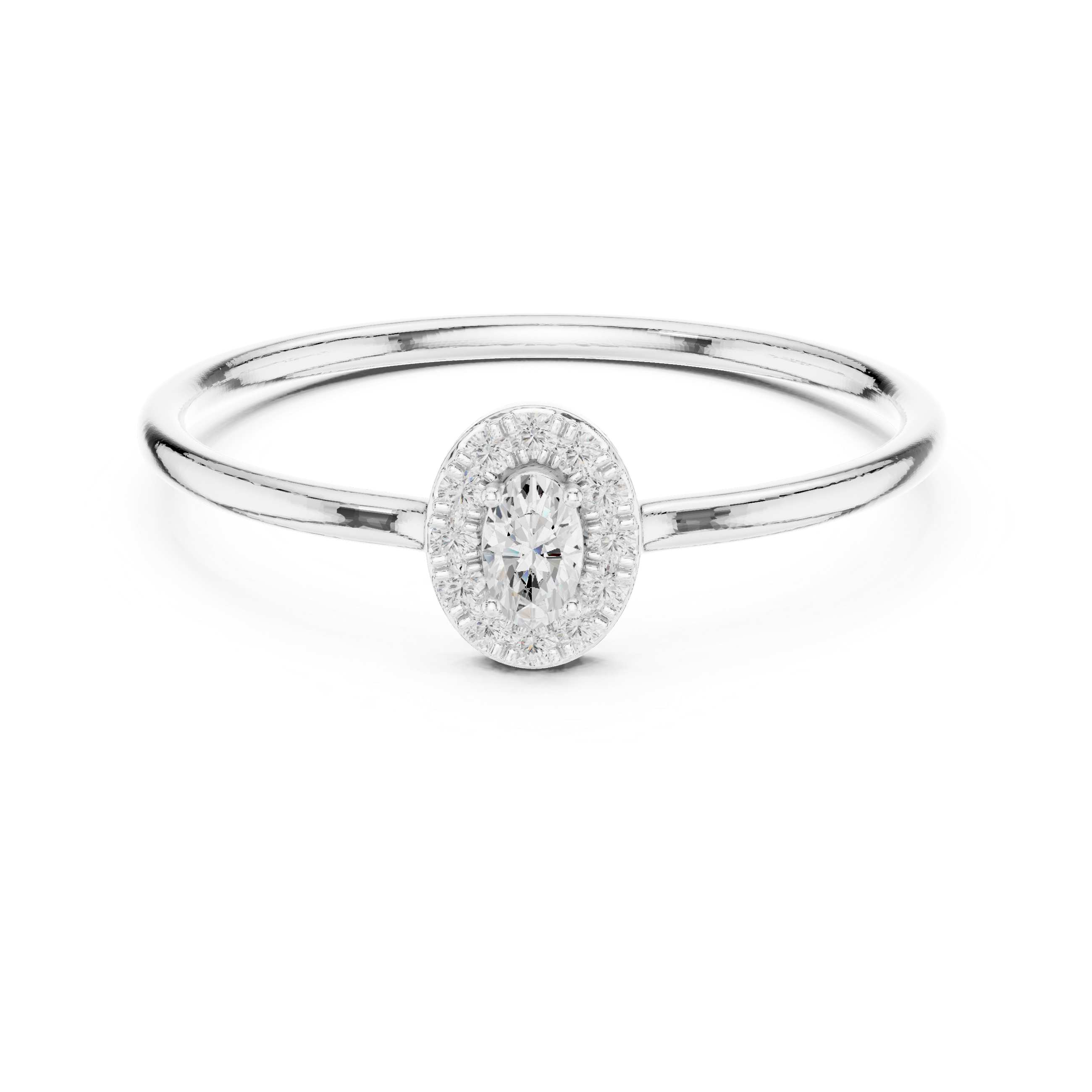 Oval Halo Engagement Ring – Minimalist Diamond Halo Solitaire Ring