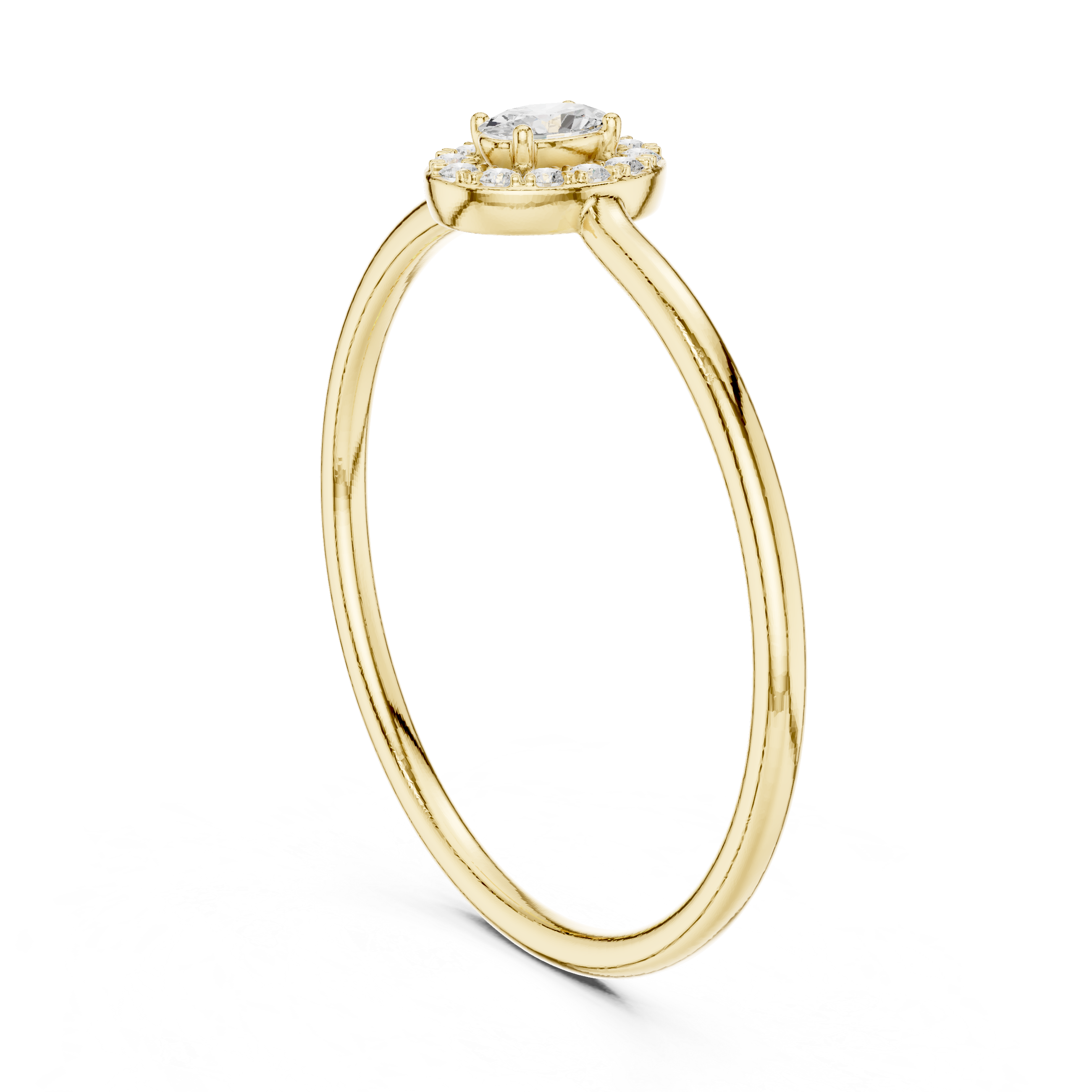 Oval Halo Engagement Ring – Minimalist Diamond Halo Solitaire Ring