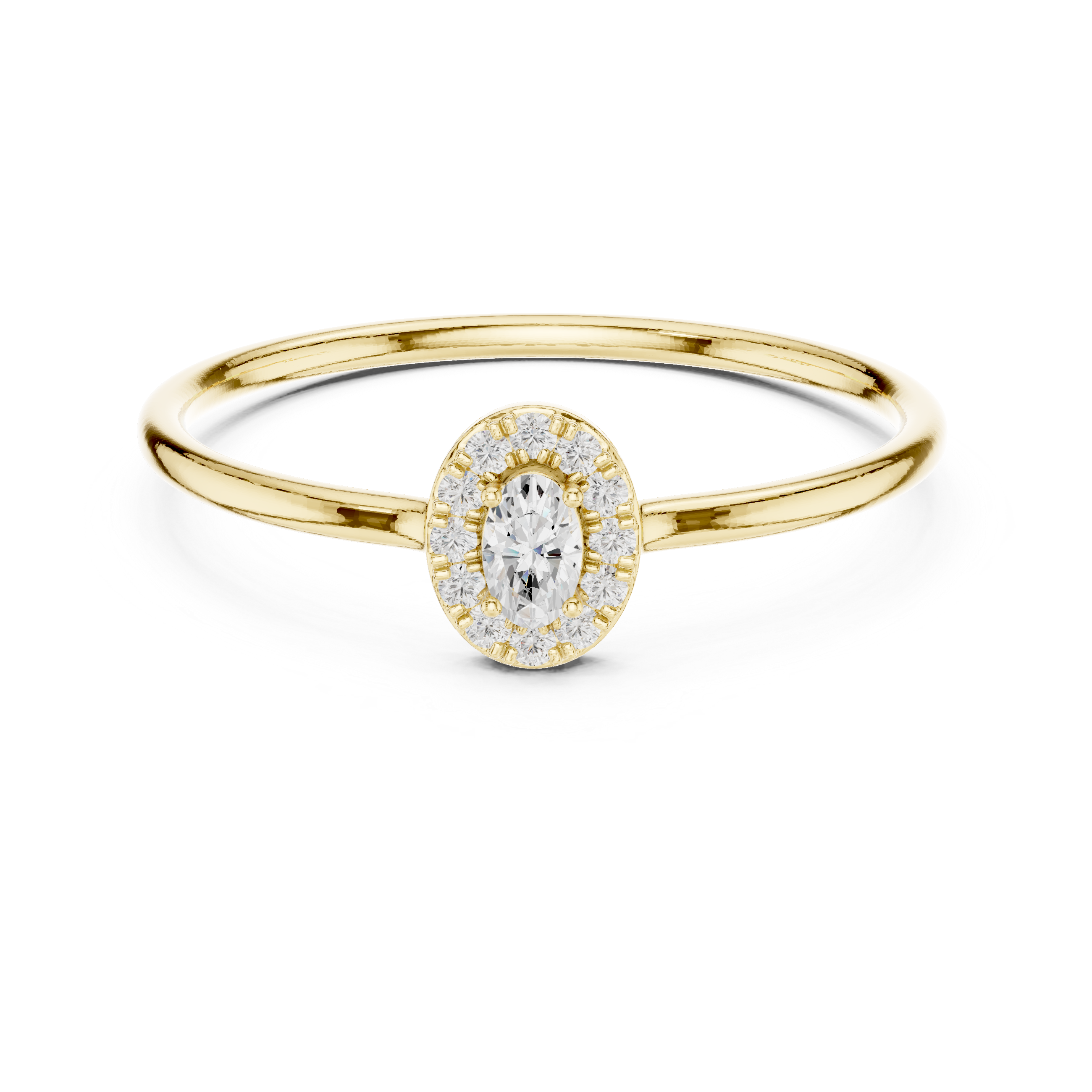 Oval Halo Engagement Ring – Minimalist Diamond Halo Solitaire Ring