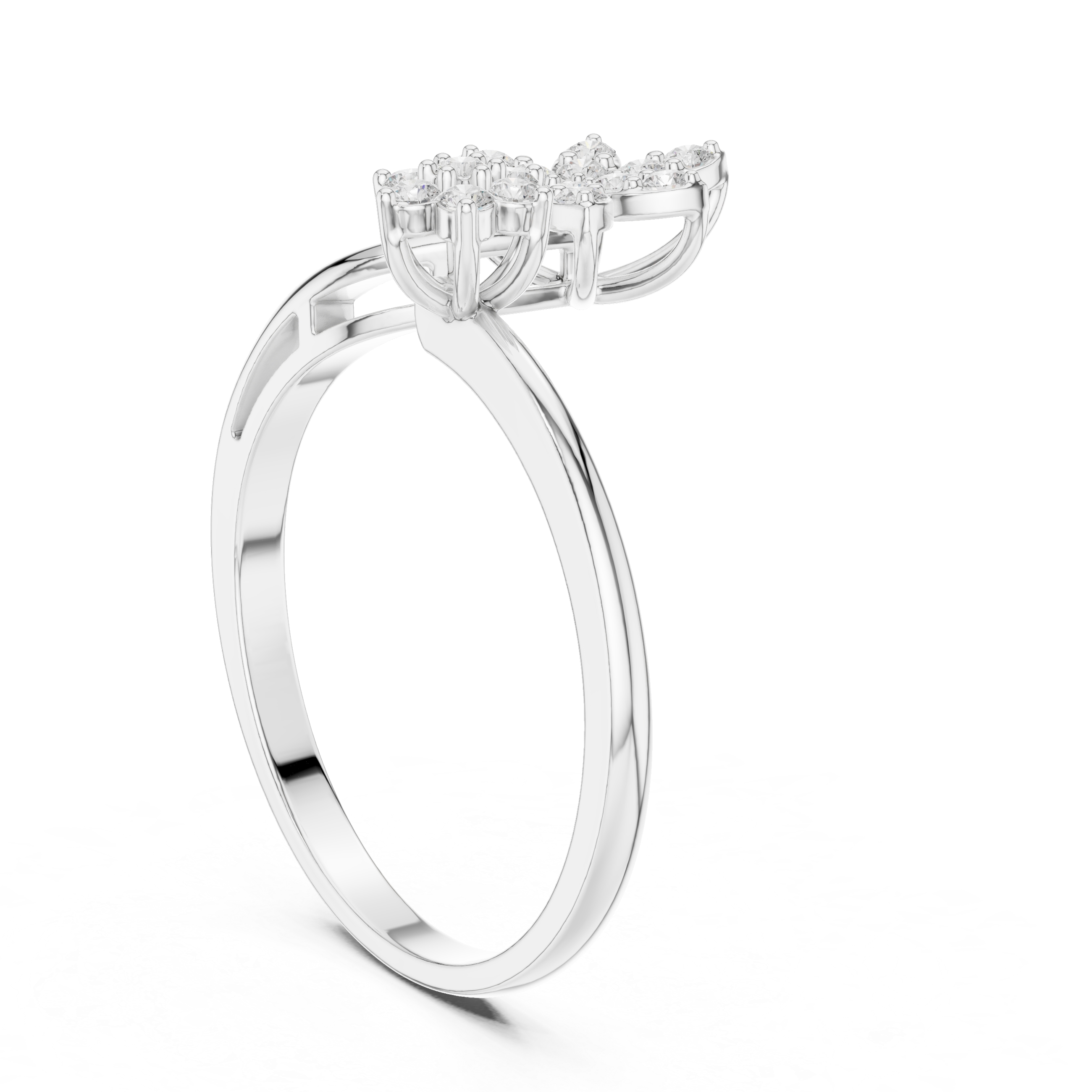 Floral Open Wrap Diamond Ring – Double Flower Cluster Statement Ring