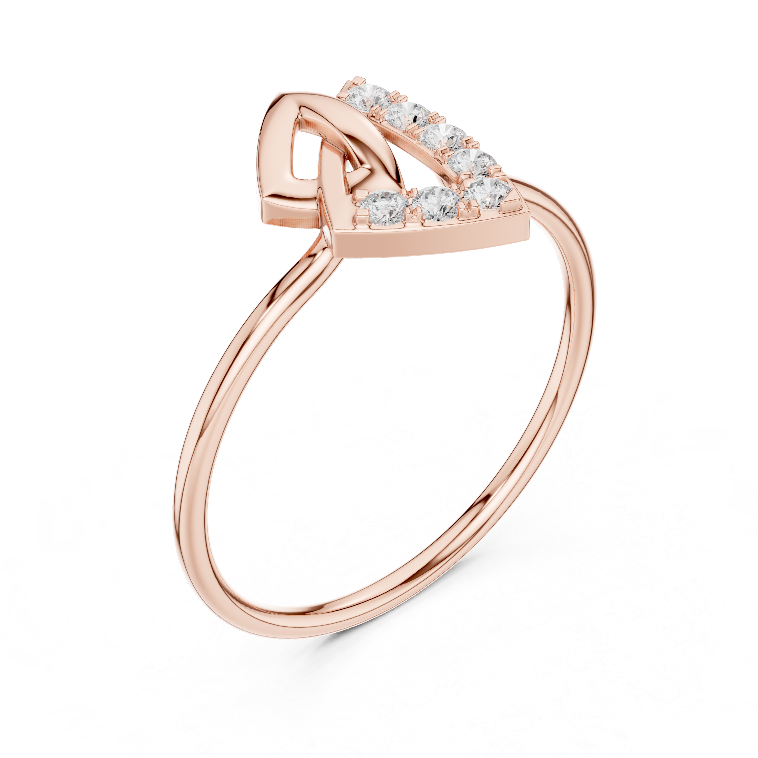 Geometric Open Triangle Ring – Modern Diamond Accent Statement Ring