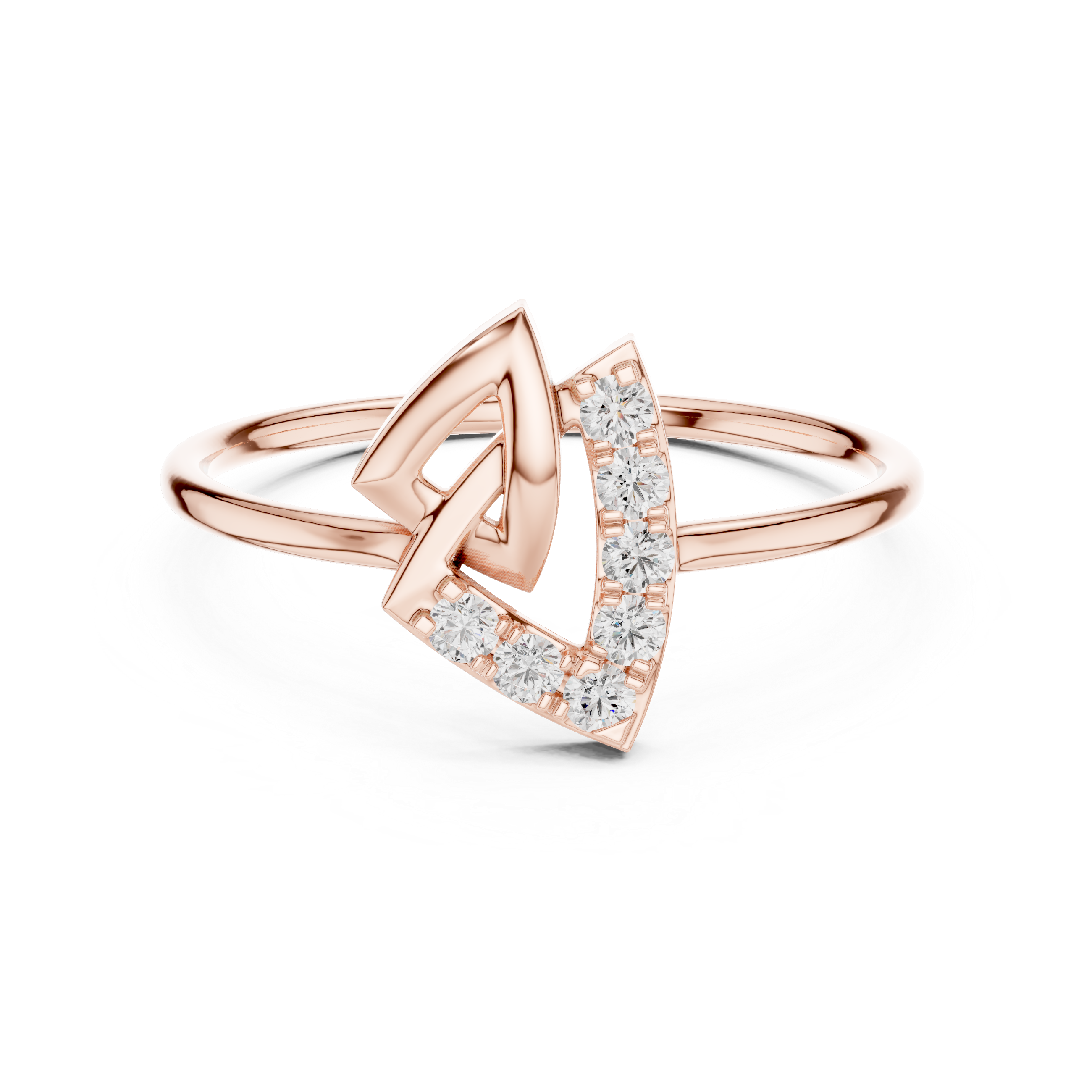 Geometric Open Triangle Ring – Modern Diamond Accent Statement Ring