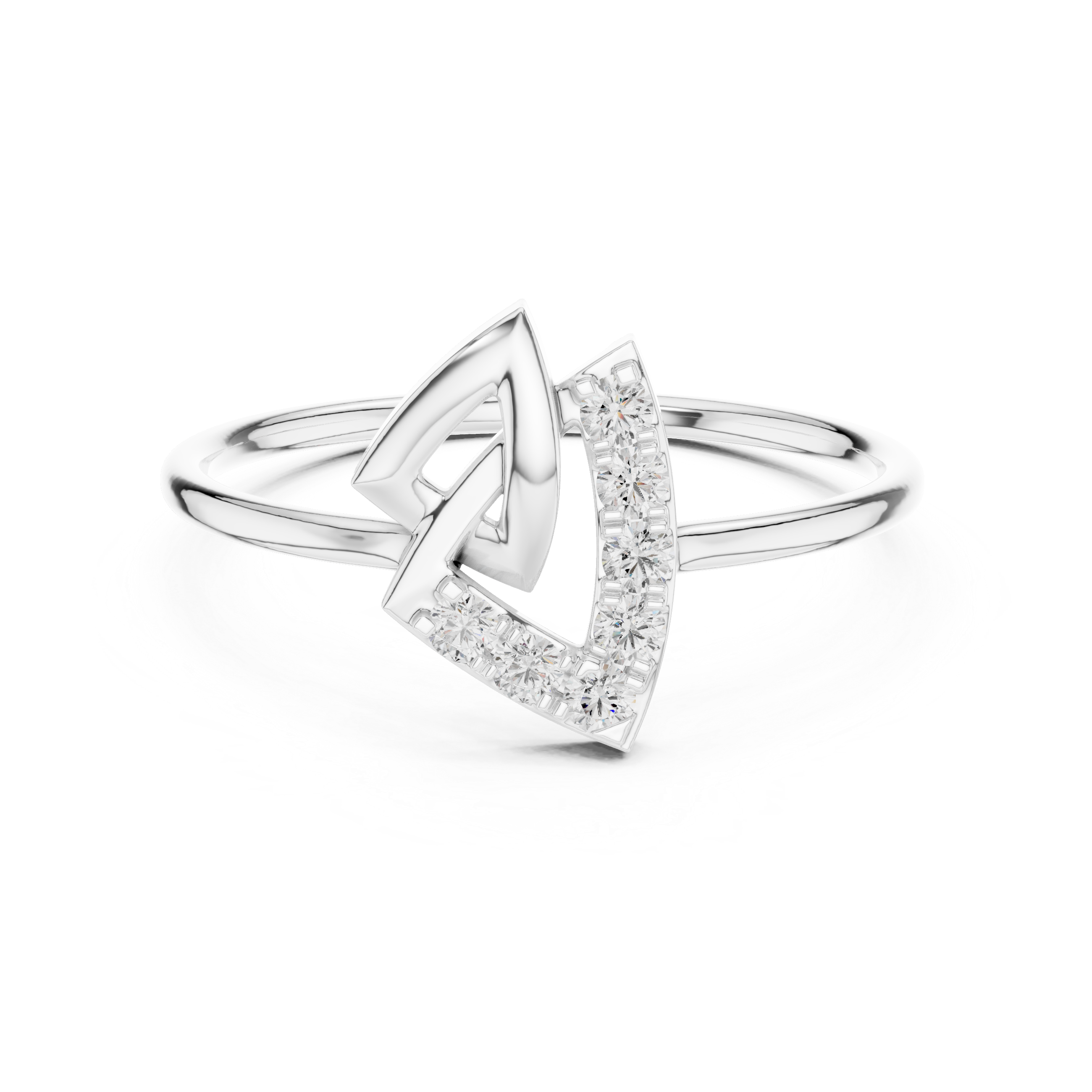 Geometric Open Triangle Ring – Modern Diamond Accent Statement Ring