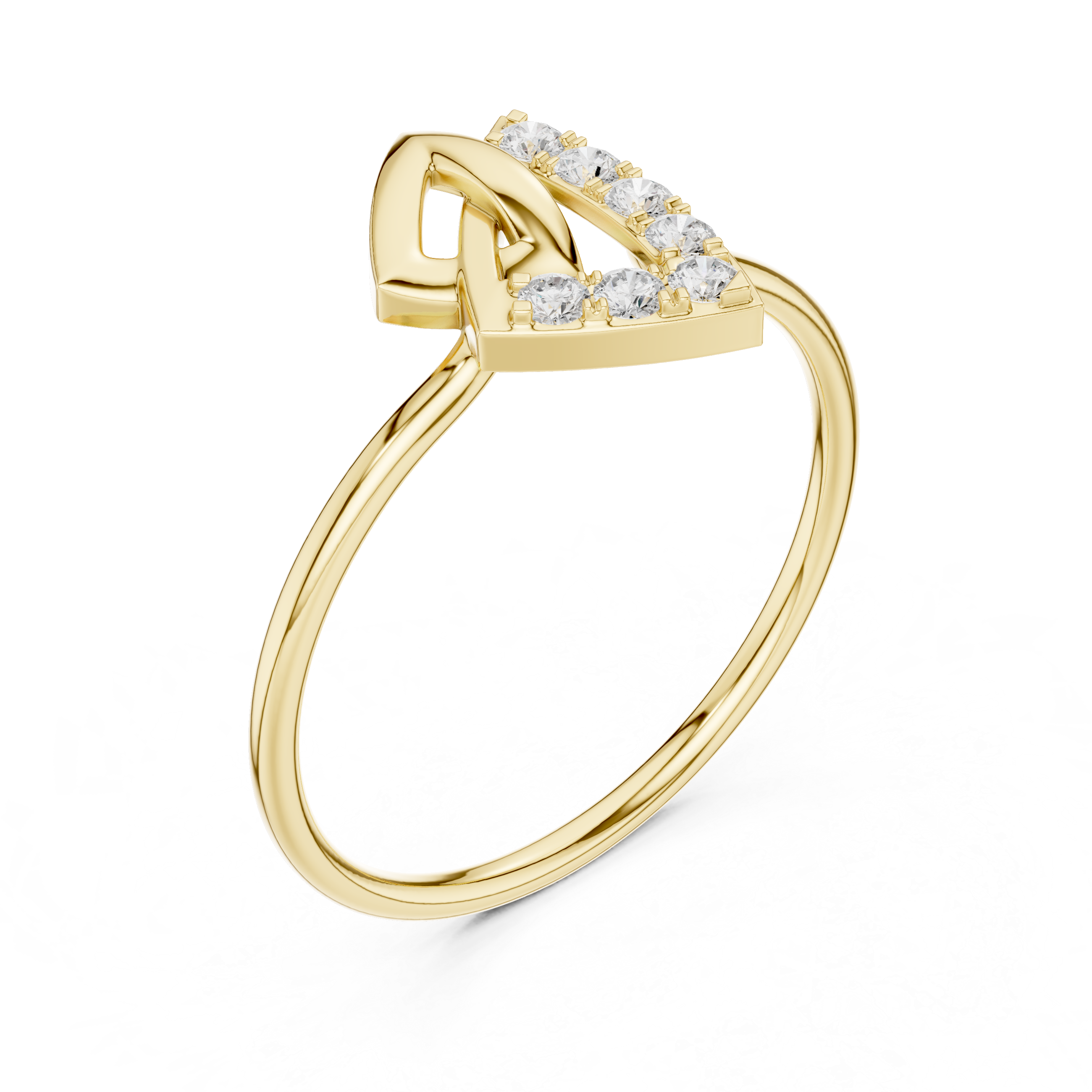 Geometric Open Triangle Ring – Modern Diamond Accent Statement Ring
