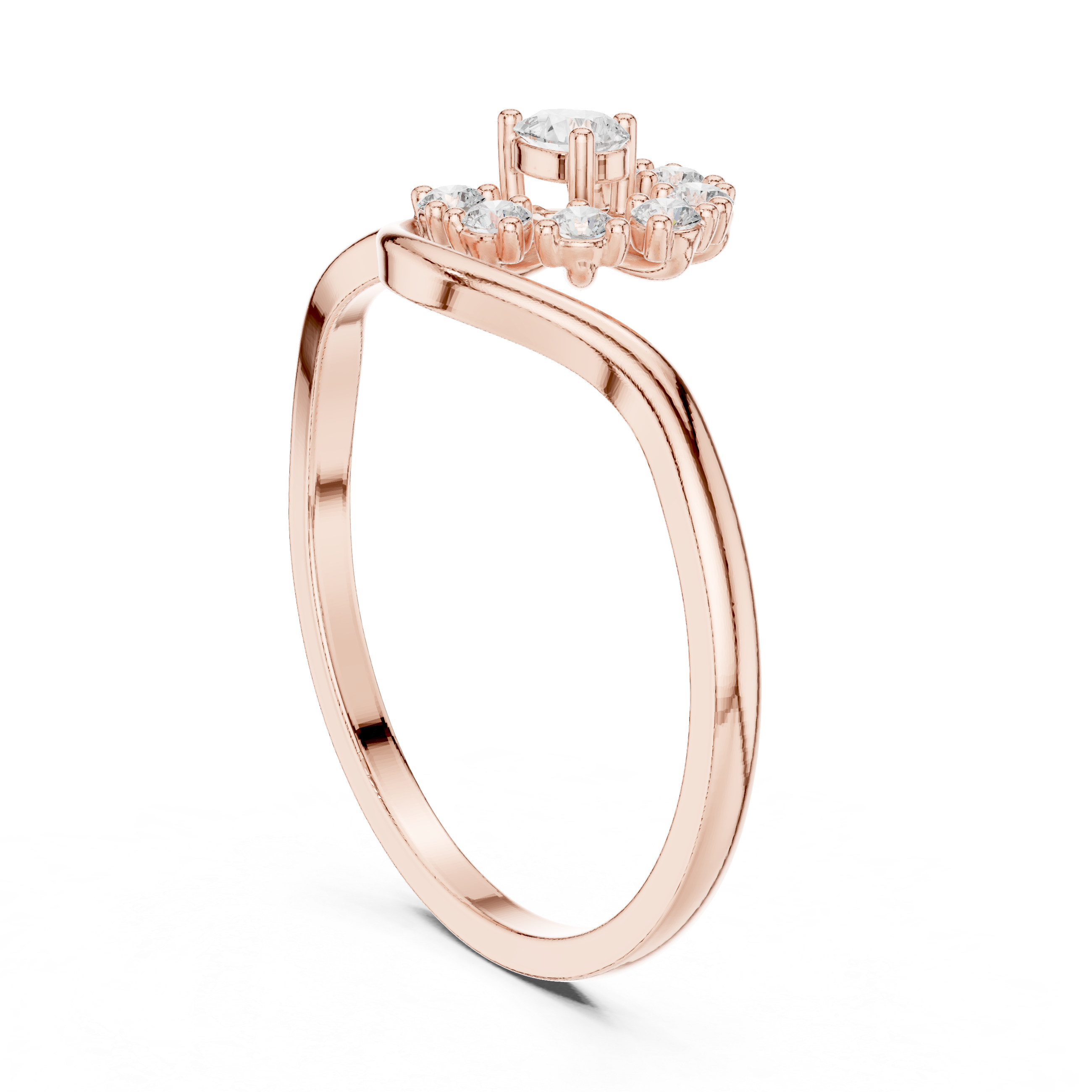 Nature-Inspired Pear Diamond Floral Ring – Curved Vine Cluster Ring