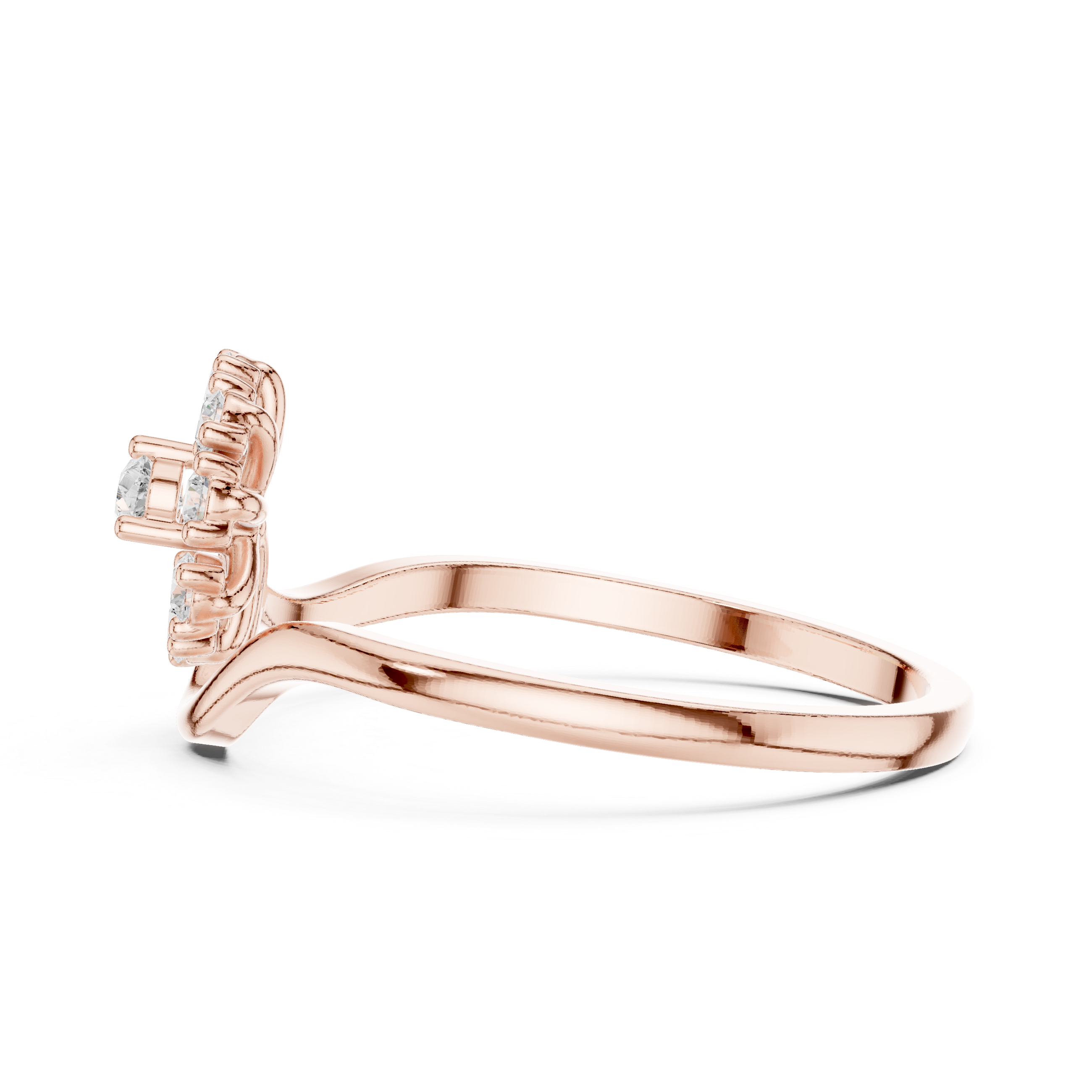Nature-Inspired Pear Diamond Floral Ring – Curved Vine Cluster Ring