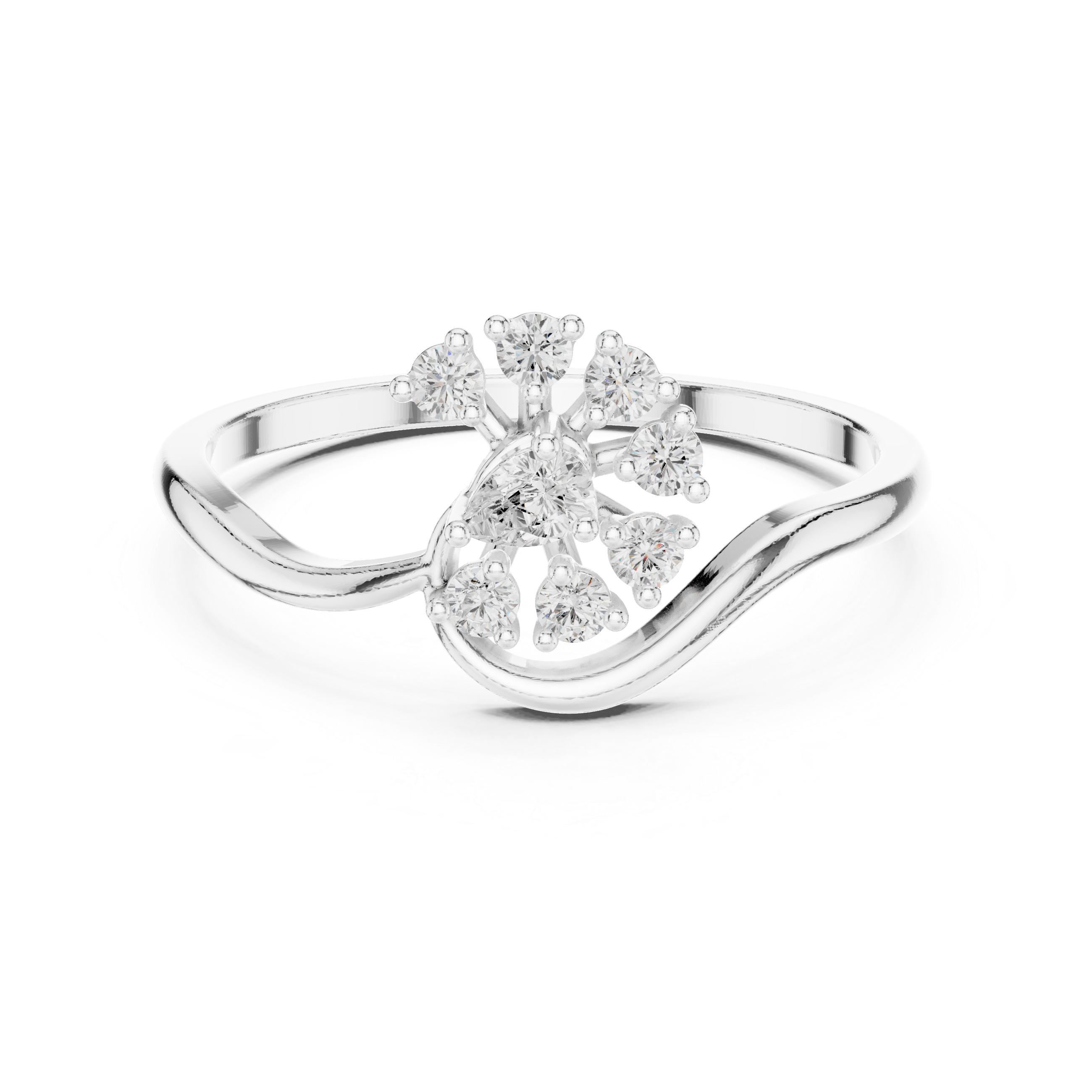 Nature-Inspired Pear Diamond Floral Ring – Curved Vine Cluster Ring