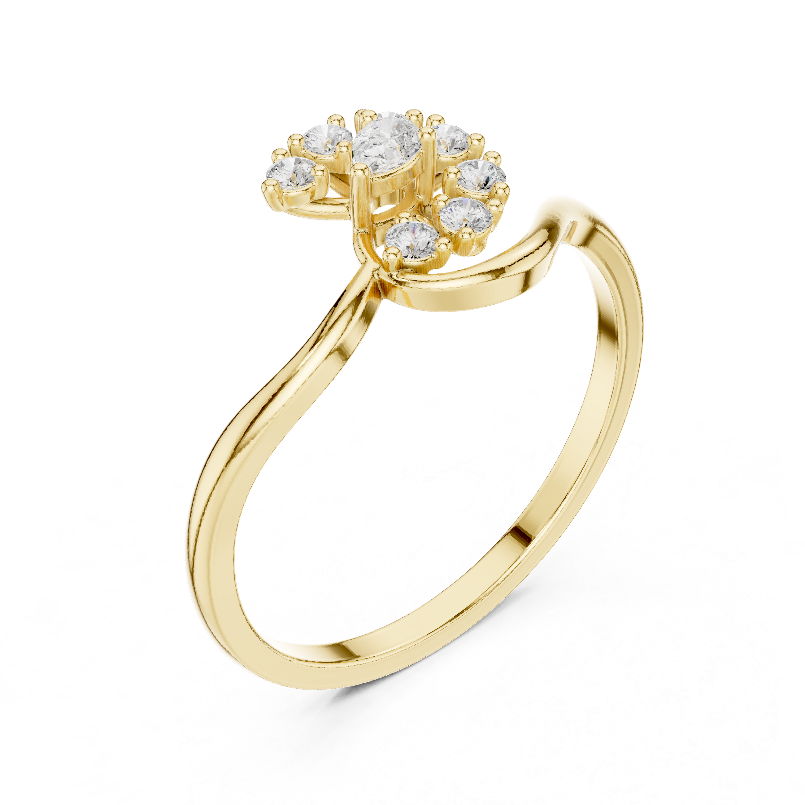 Nature-Inspired Pear Diamond Floral Ring – Curved Vine Cluster Ring