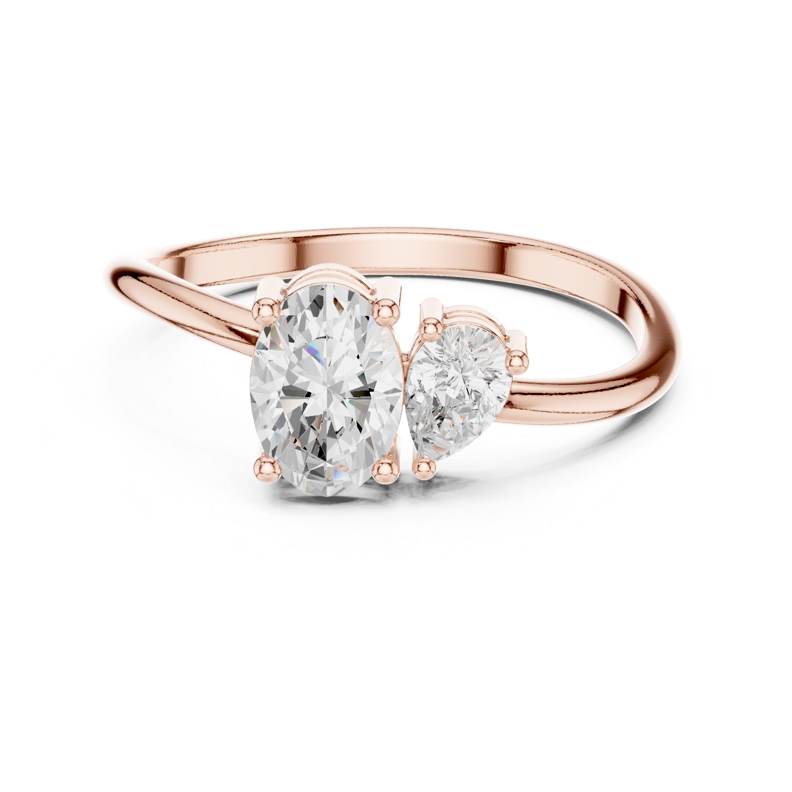 Oval & Pear Diamond Toi et Moi Ring – Modern Two Stone Engagement Ring