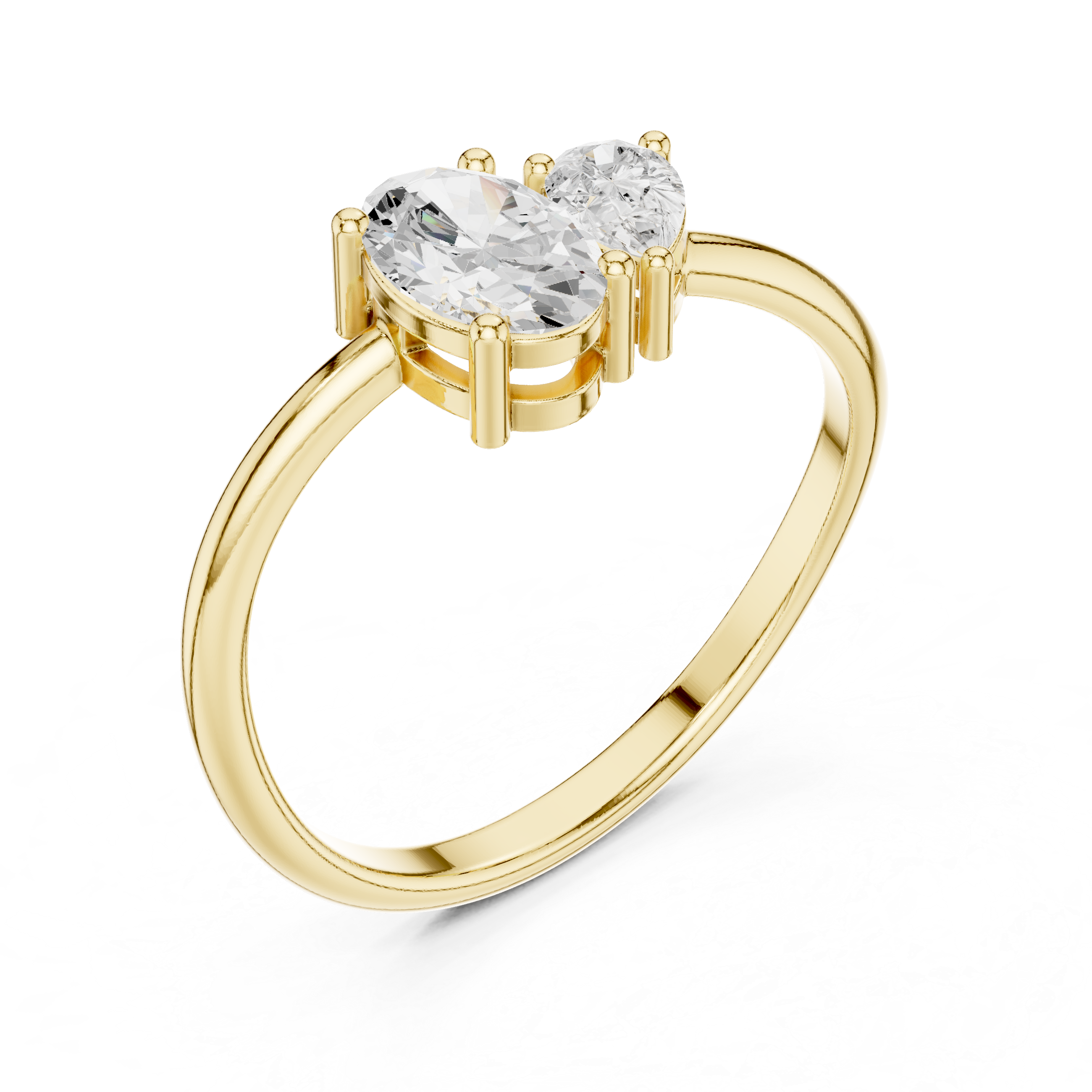 Oval & Pear Diamond Toi et Moi Ring – Modern Two Stone Engagement Ring