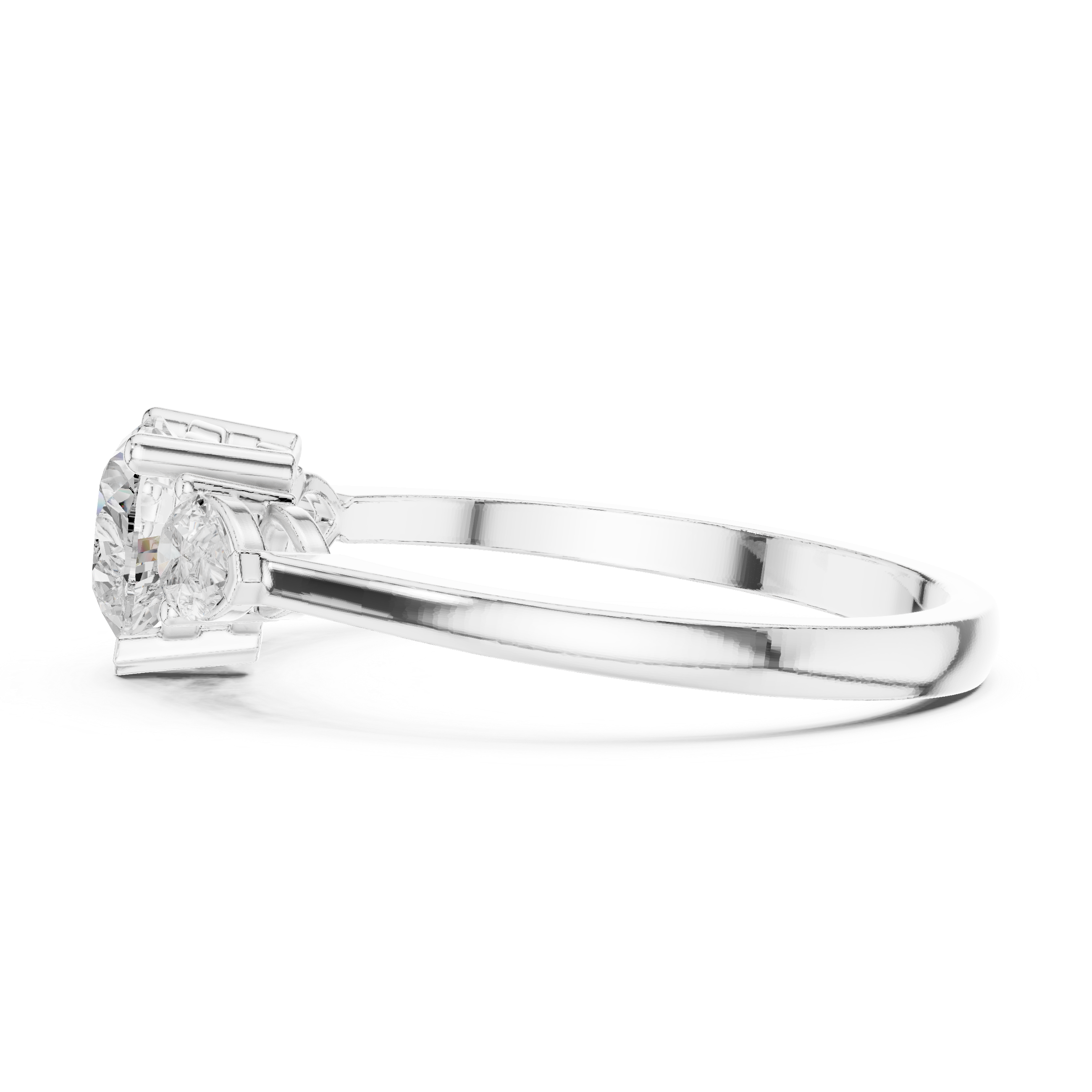 Heart Cut Diamond Three Stone Engagement Ring – Heart Center with Pear Side Stones