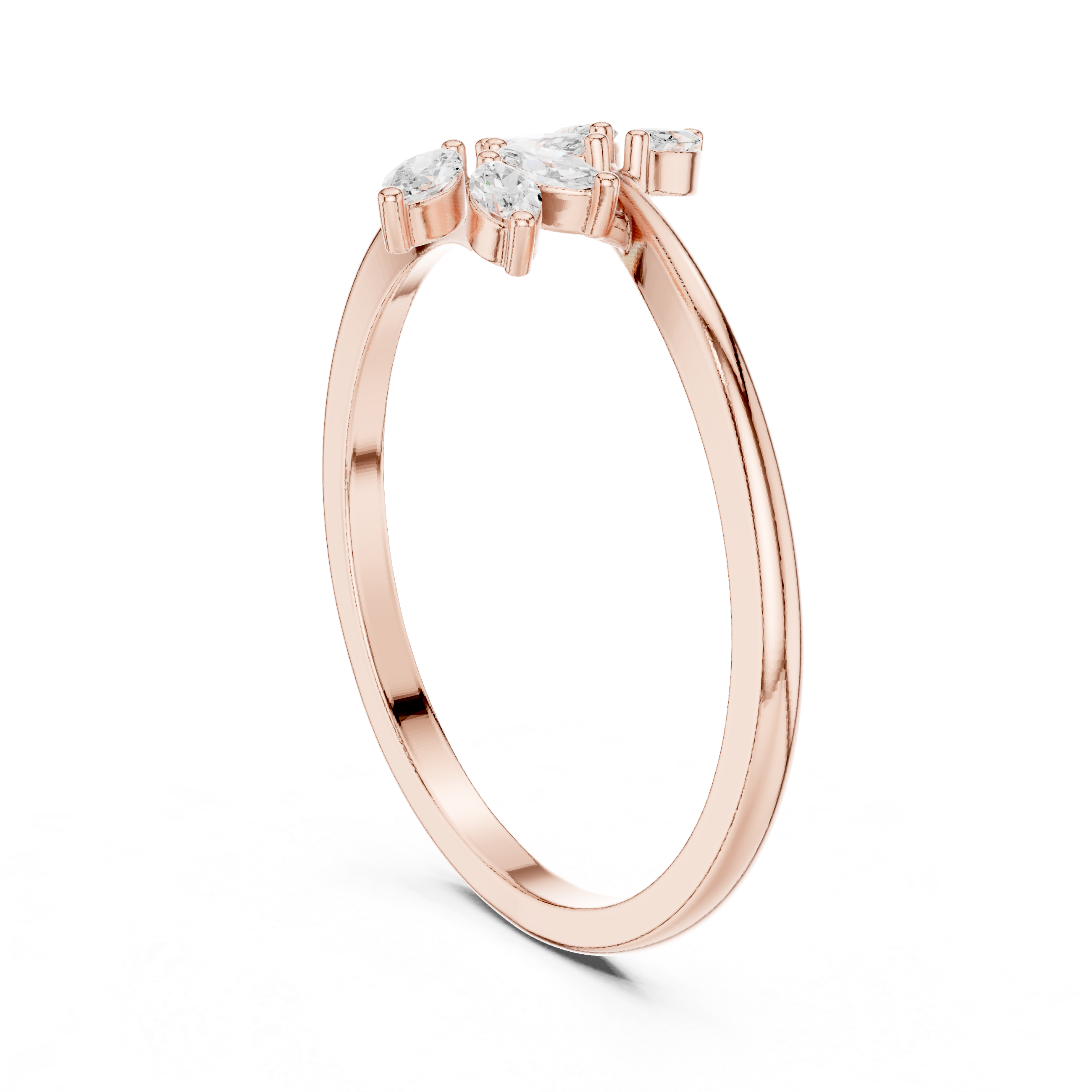 Marquise Diamond Leaf Bypass Ring – Nature Inspired Open Branch Ring