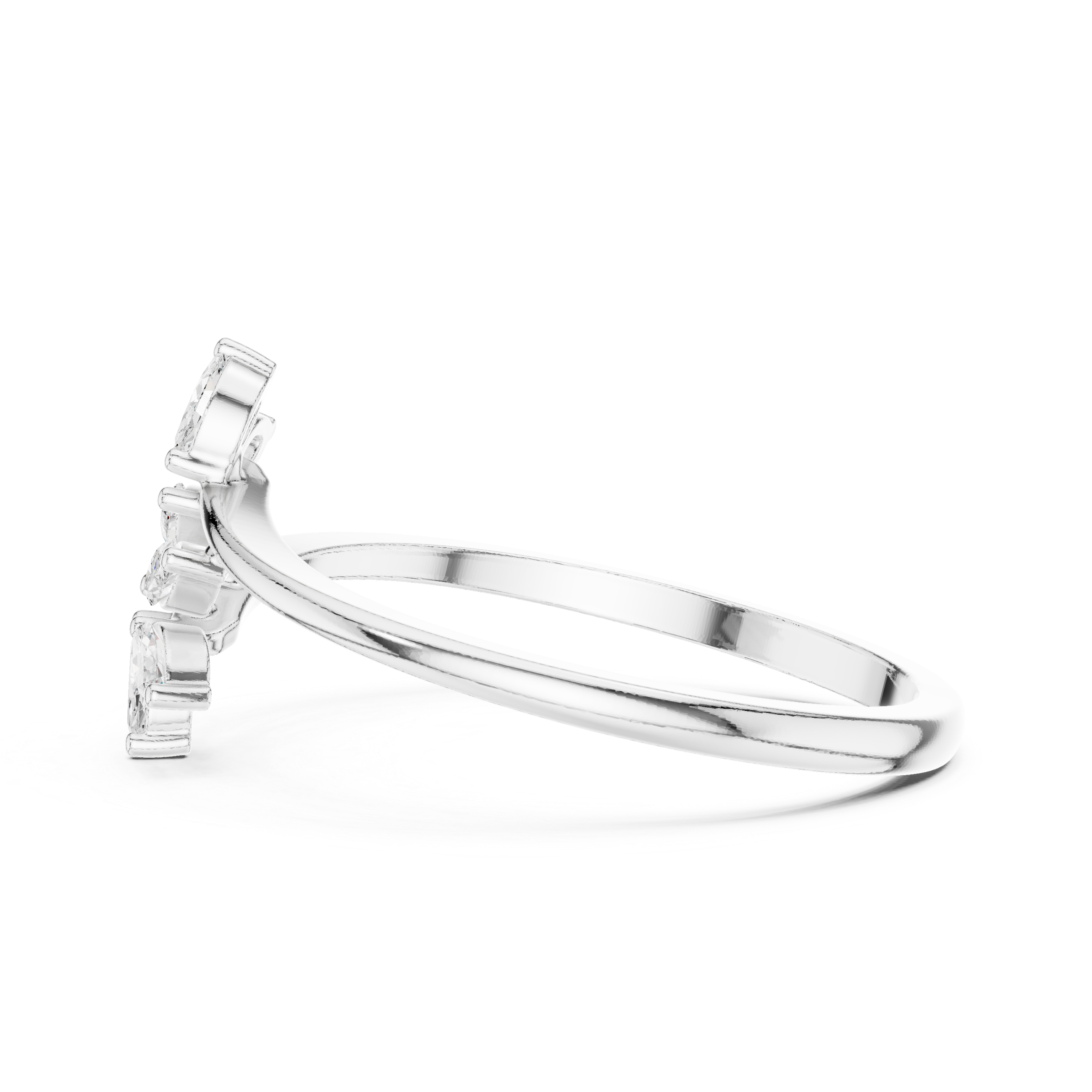 Marquise Diamond Leaf Bypass Ring – Nature Inspired Open Branch Ring