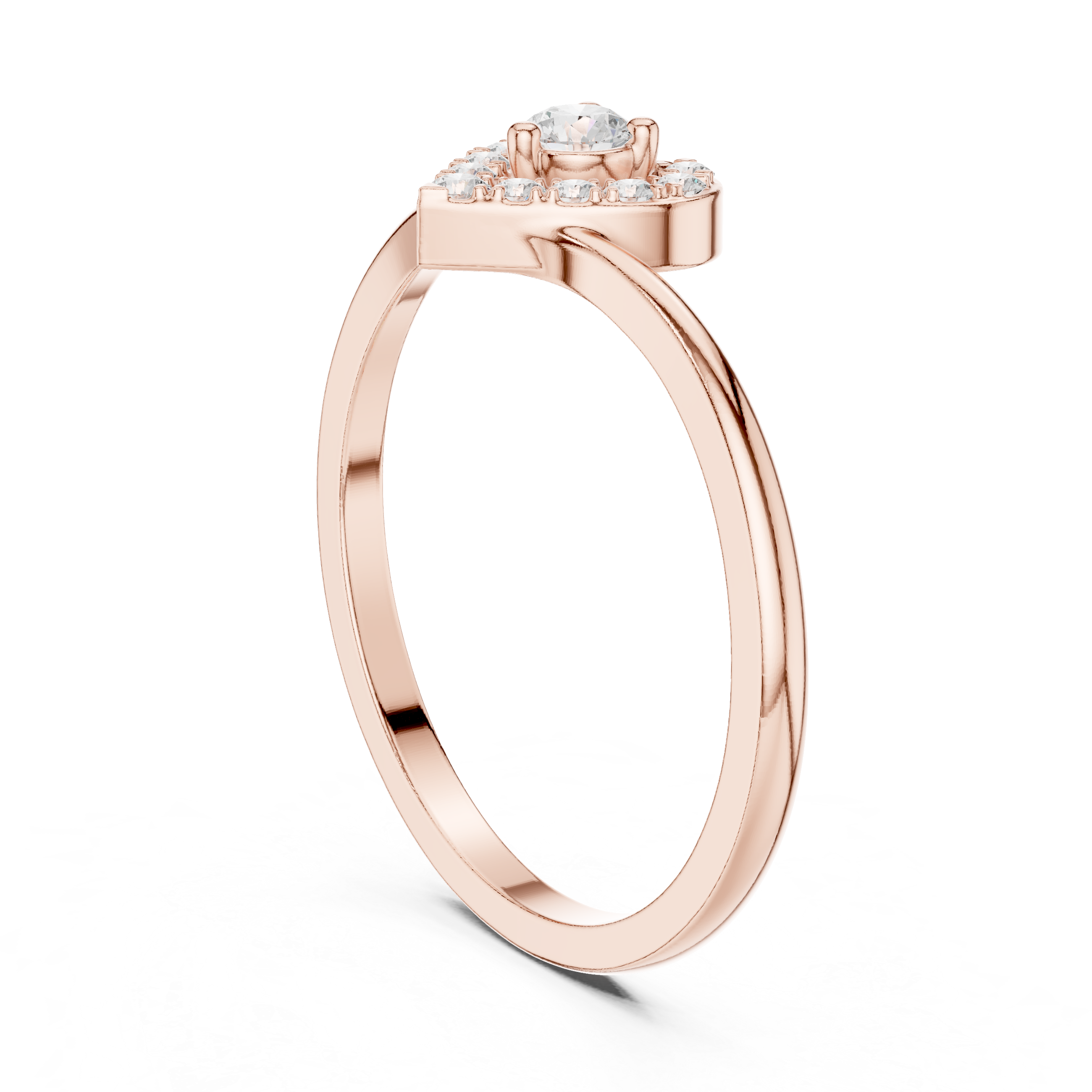 Heart Halo Diamond Ring – Delicate Open Heart Promise Ring