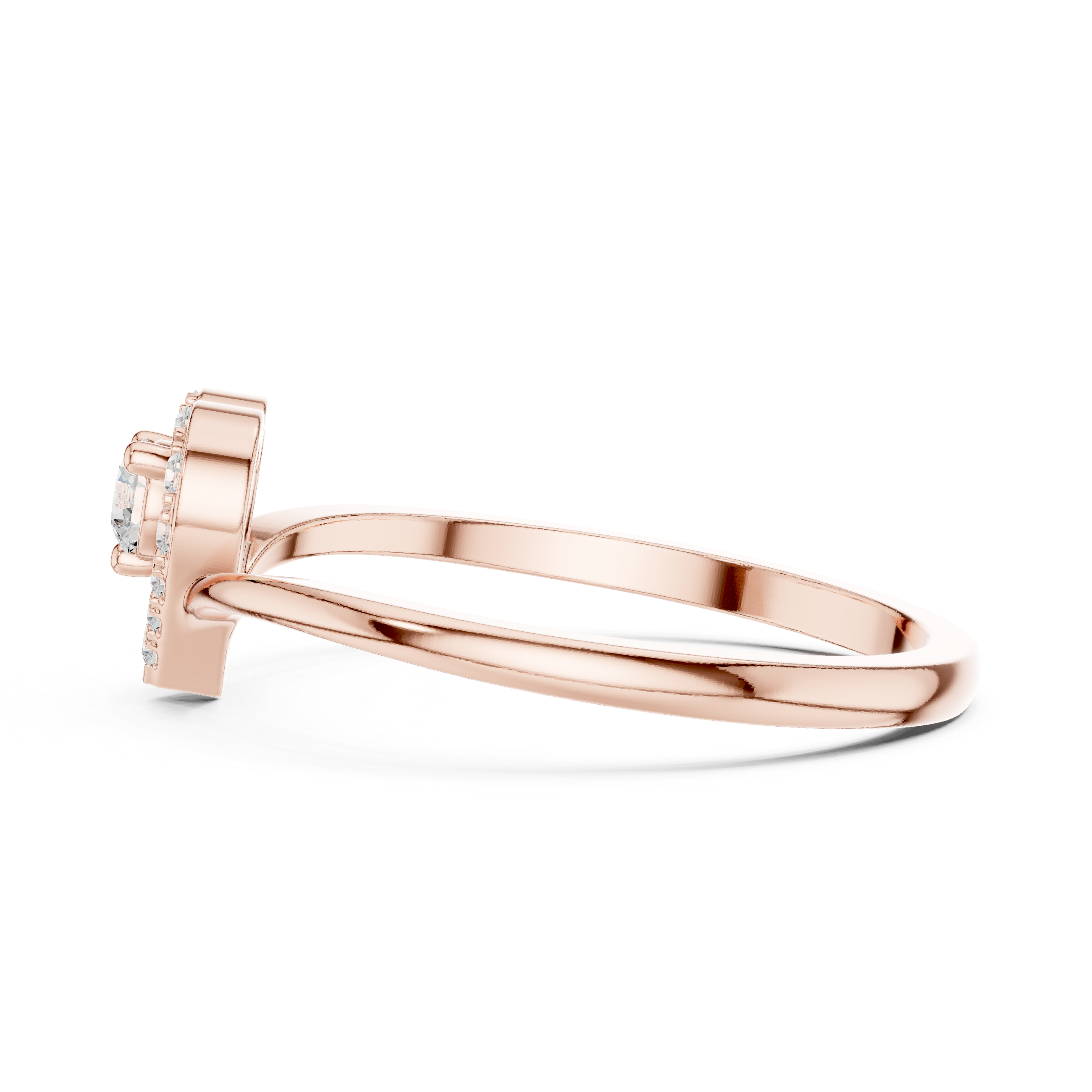 Heart Halo Diamond Ring – Delicate Open Heart Promise Ring