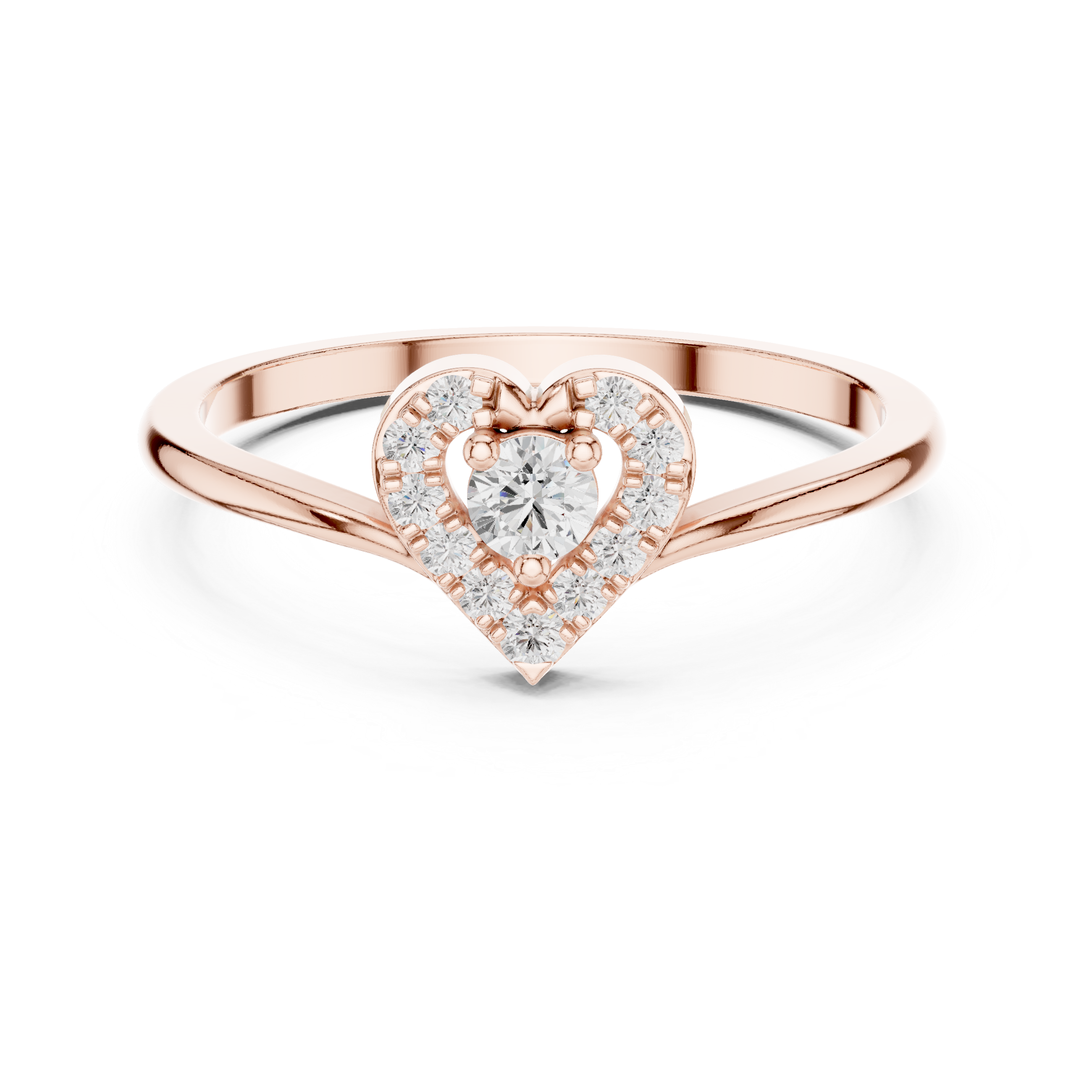 Heart Halo Diamond Ring – Delicate Open Heart Promise Ring