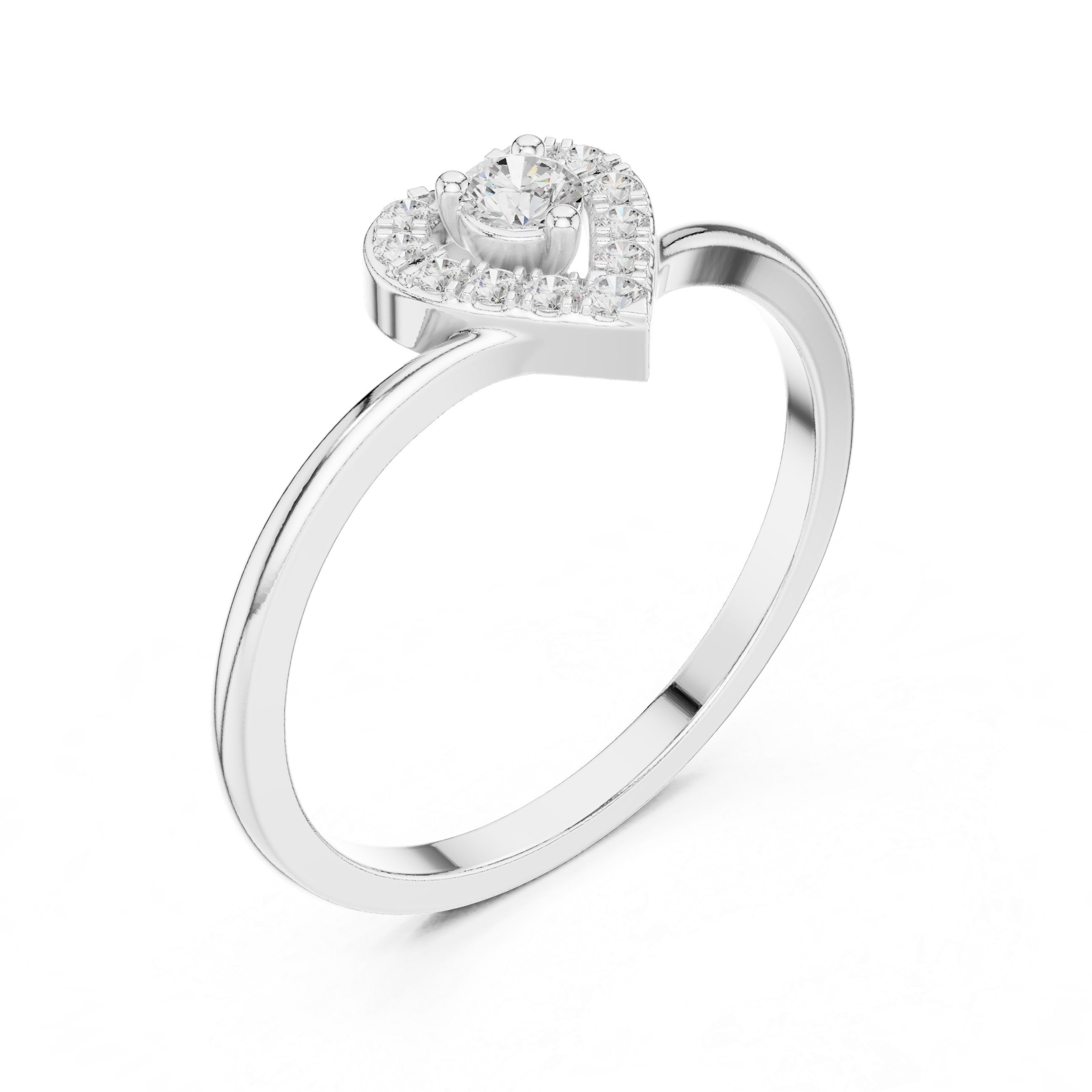 Heart Halo Diamond Ring – Delicate Open Heart Promise Ring