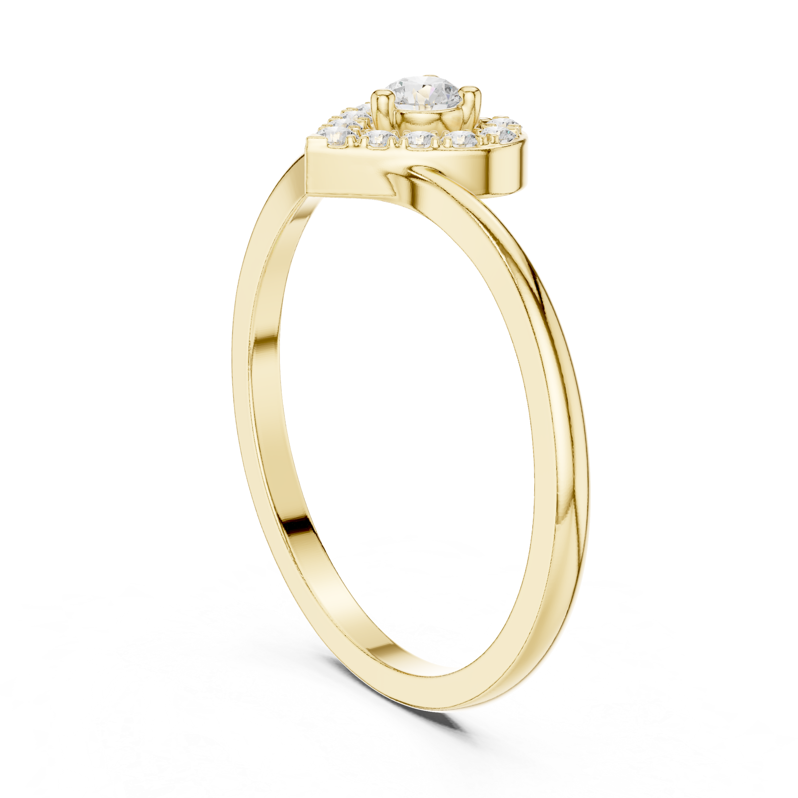 Heart Halo Diamond Ring – Delicate Open Heart Promise Ring
