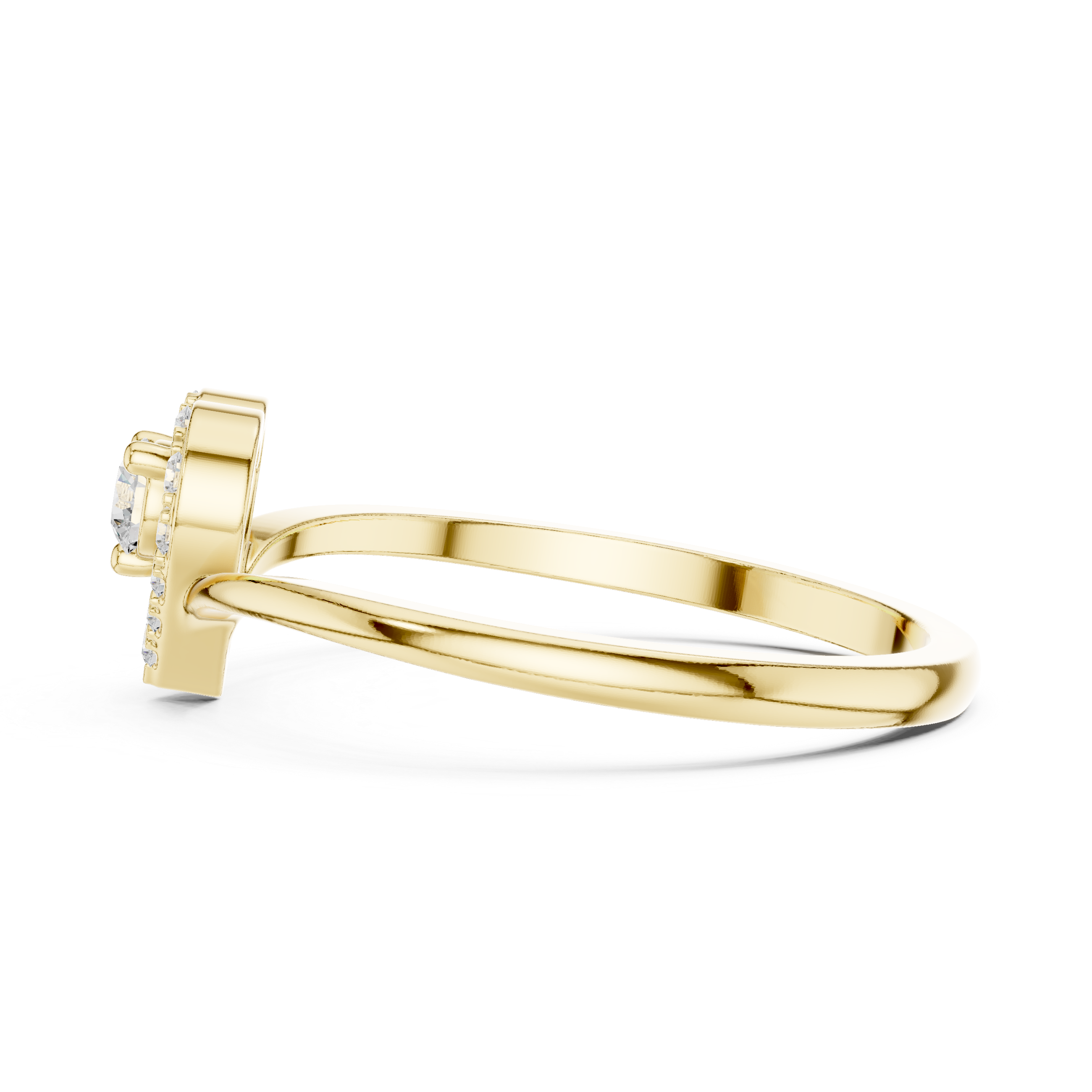 Heart Halo Diamond Ring – Delicate Open Heart Promise Ring