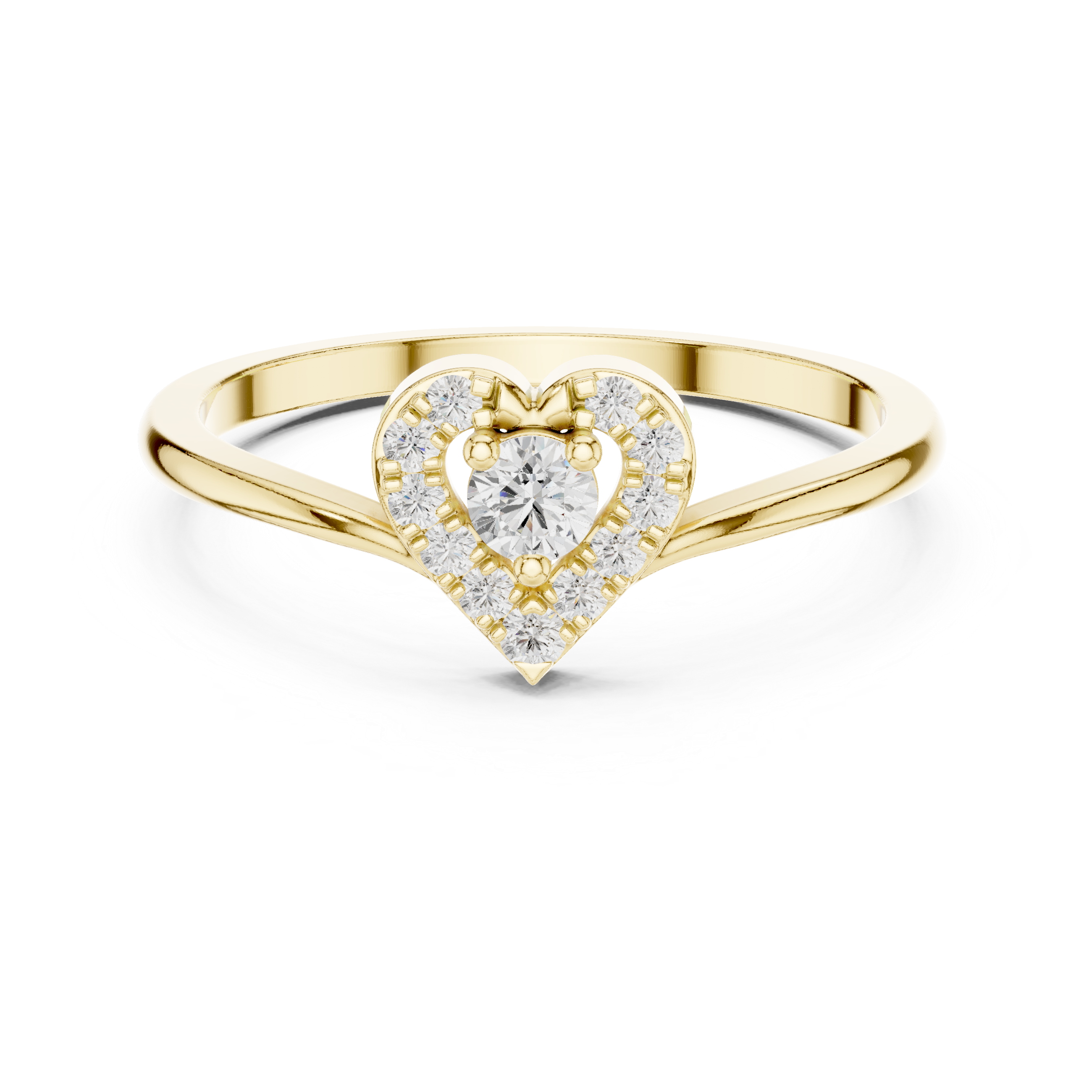 Heart Halo Diamond Ring – Delicate Open Heart Promise Ring