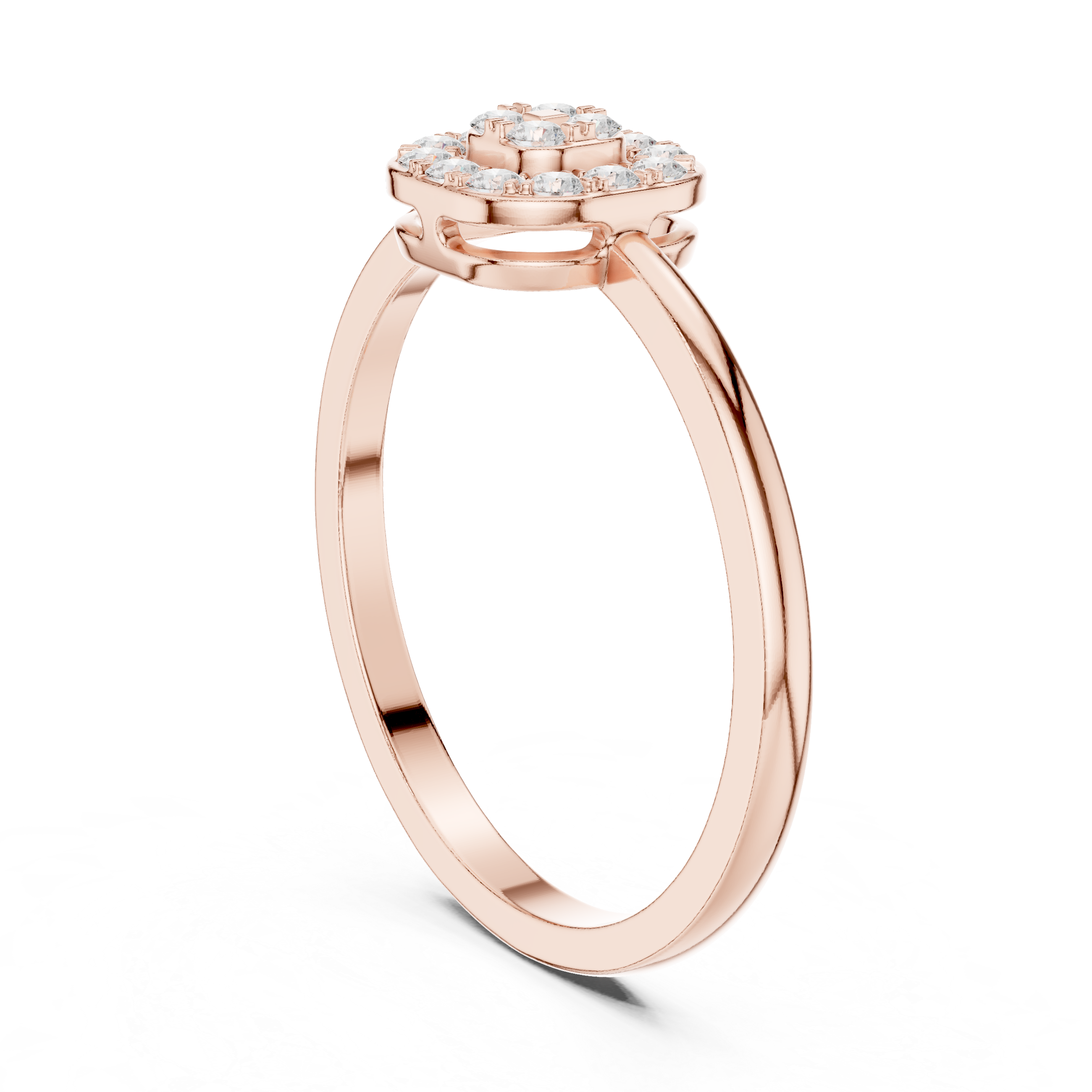 Round Diamond Cluster Halo Ring – Cushion Shape Micro Pave Statement Ring