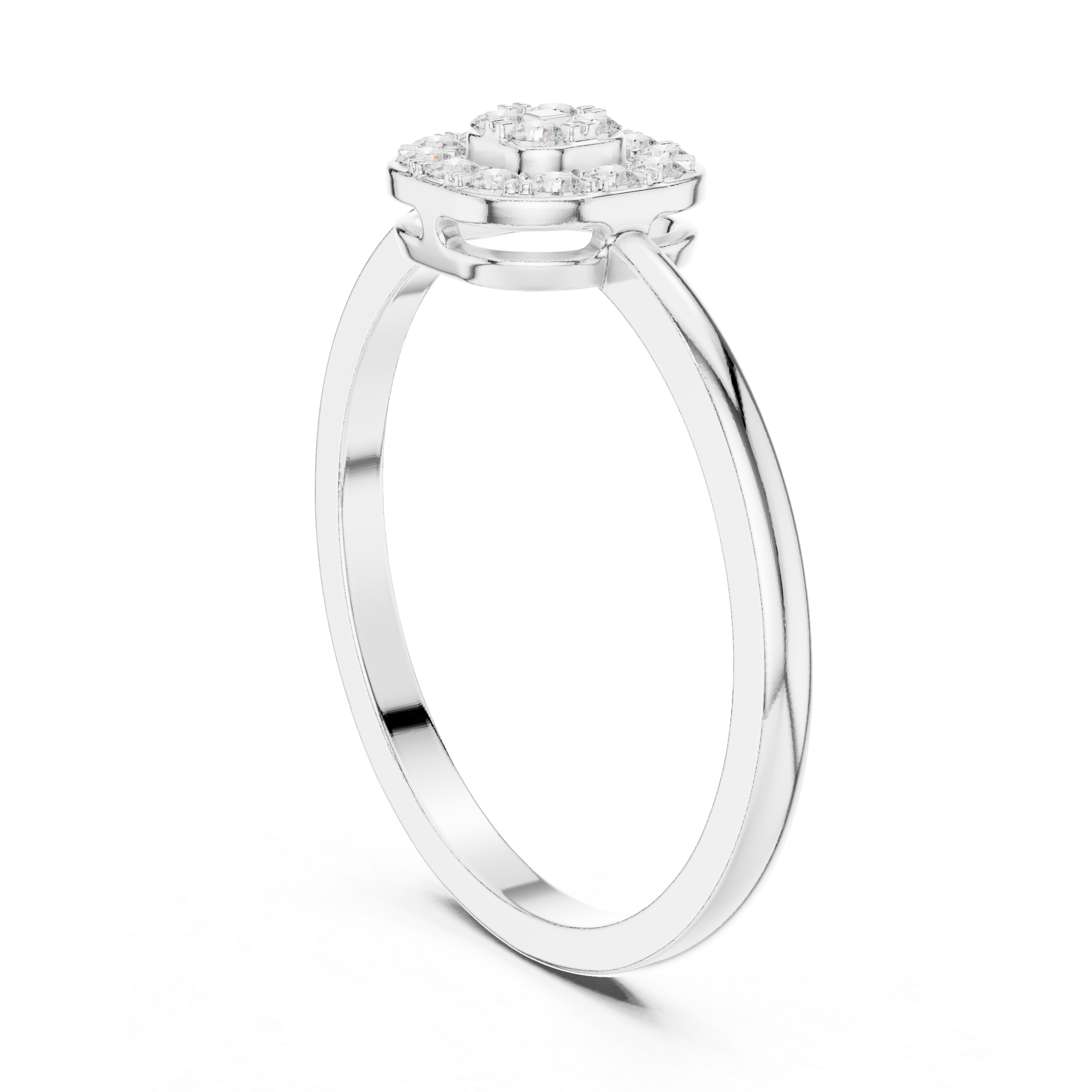 Round Diamond Cluster Halo Ring – Cushion Shape Micro Pave Statement Ring