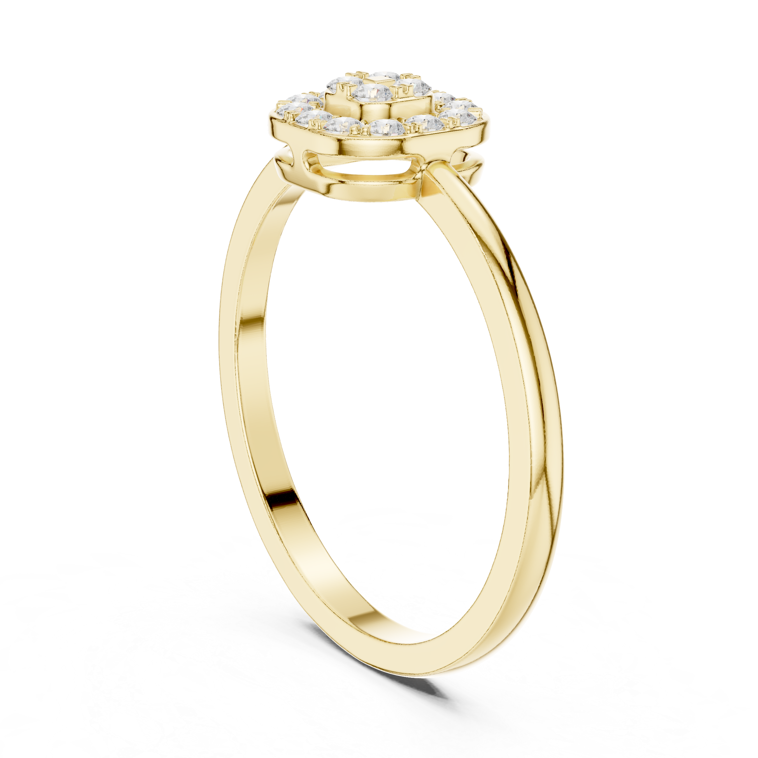 Round Diamond Cluster Halo Ring – Cushion Shape Micro Pave Statement Ring