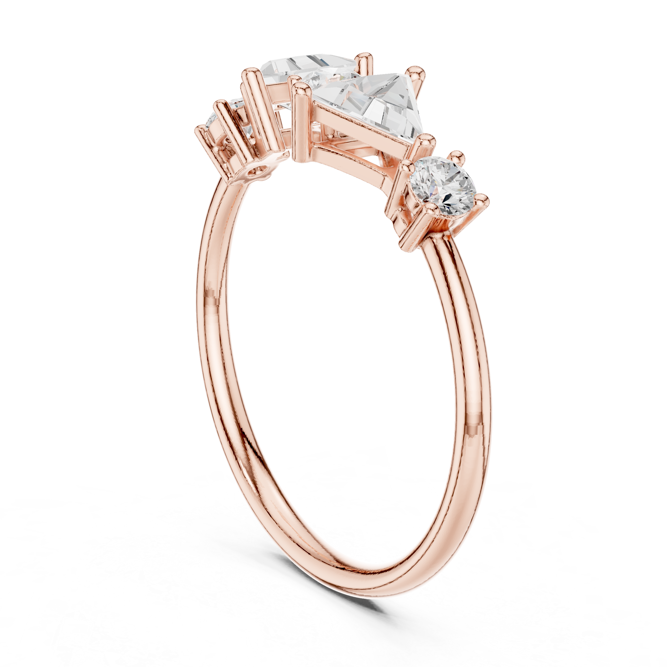 Geometric Trillion Diamond Ring – Modern Five Stone Statement Ring