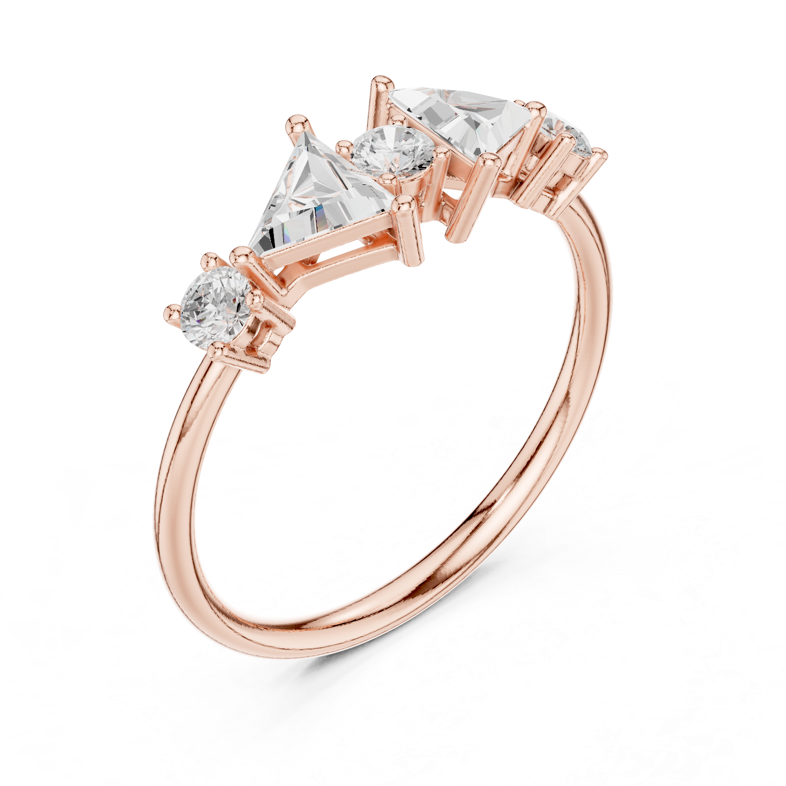 Geometric Trillion Diamond Ring – Modern Five Stone Statement Ring