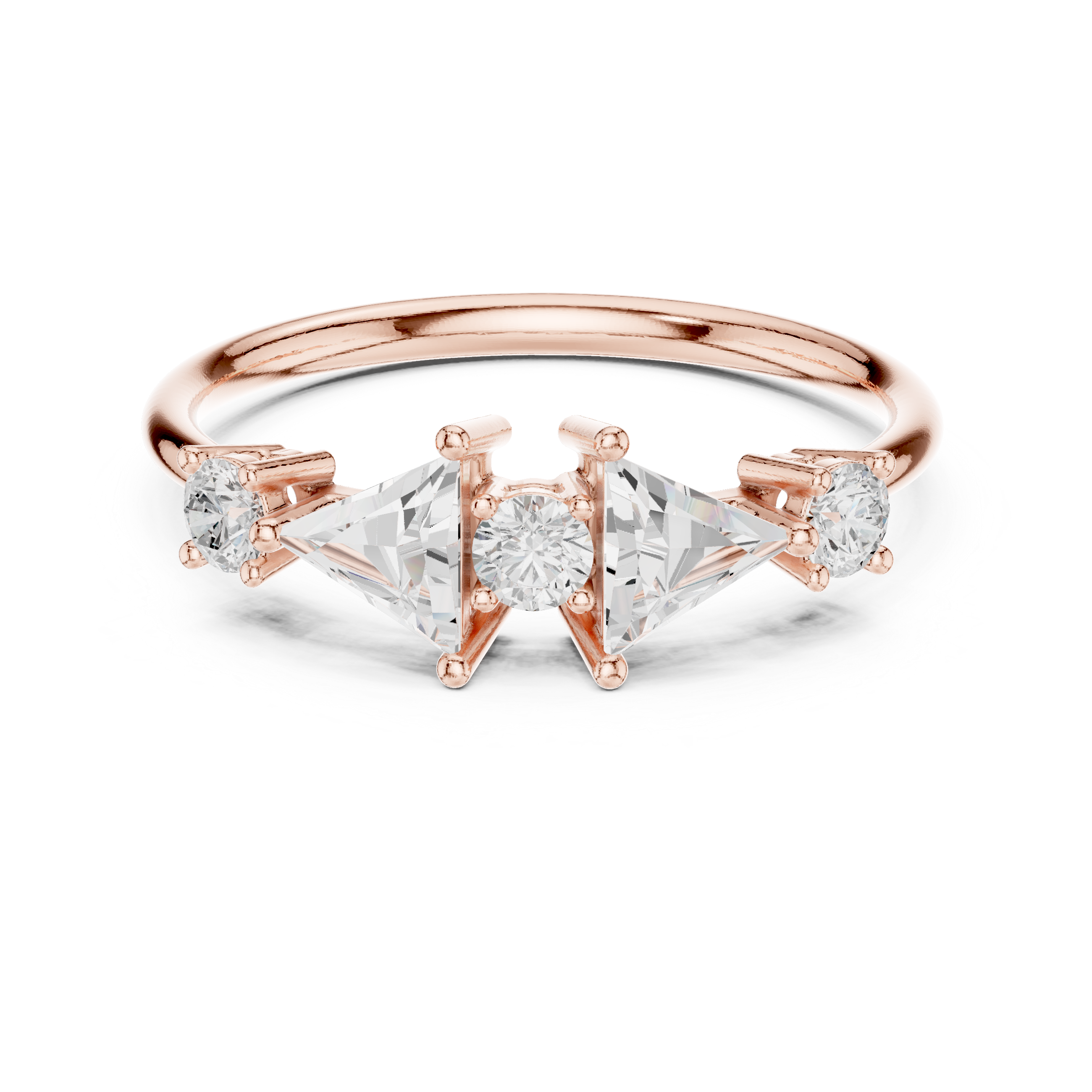 Geometric Trillion Diamond Ring – Modern Five Stone Statement Ring