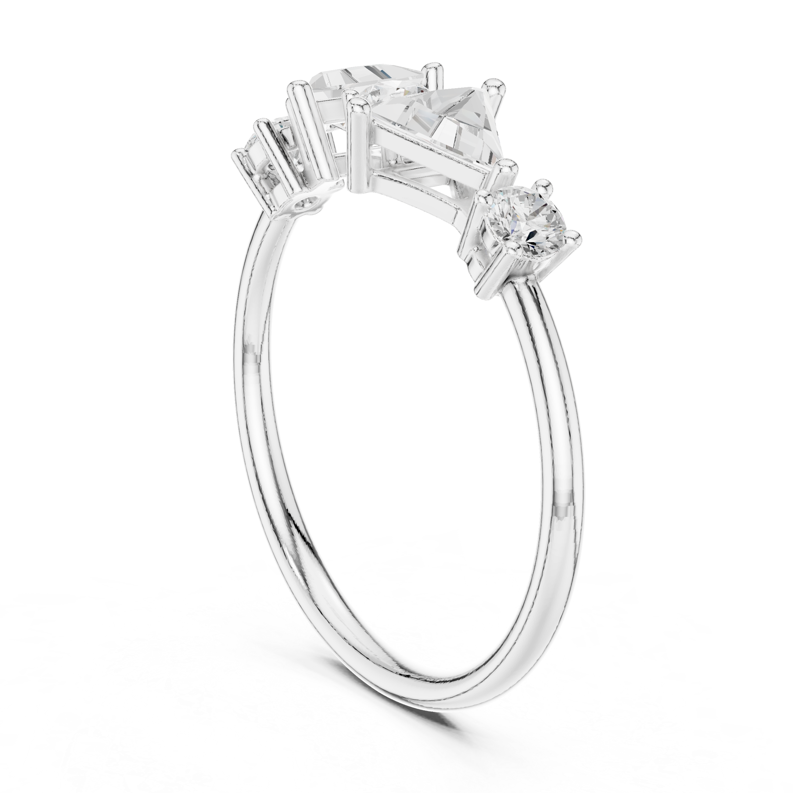 Geometric Trillion Diamond Ring – Modern Five Stone Statement Ring